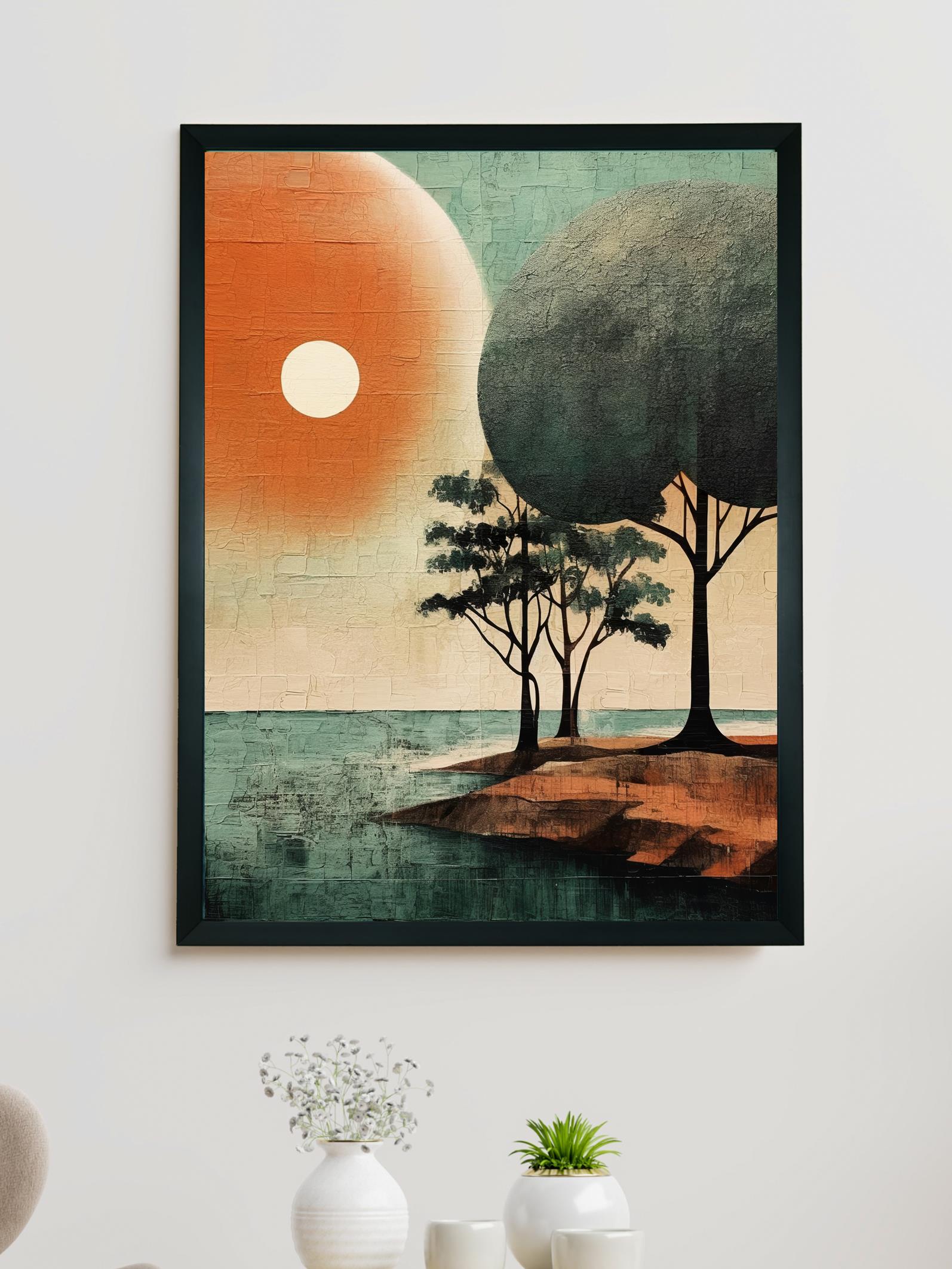 Sunset Harmony: Artisan Canvas Wall Decor, Embracing Nature's Beauty