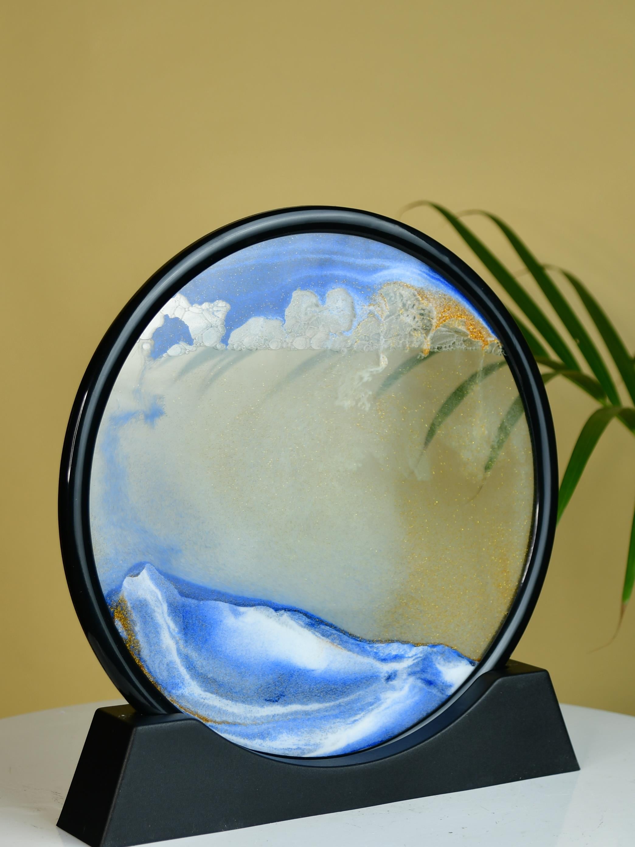 Mayii Circular Glass Sand Art – Elegant Moving Sand Sculpture for Trendy Home Decor & Gifts