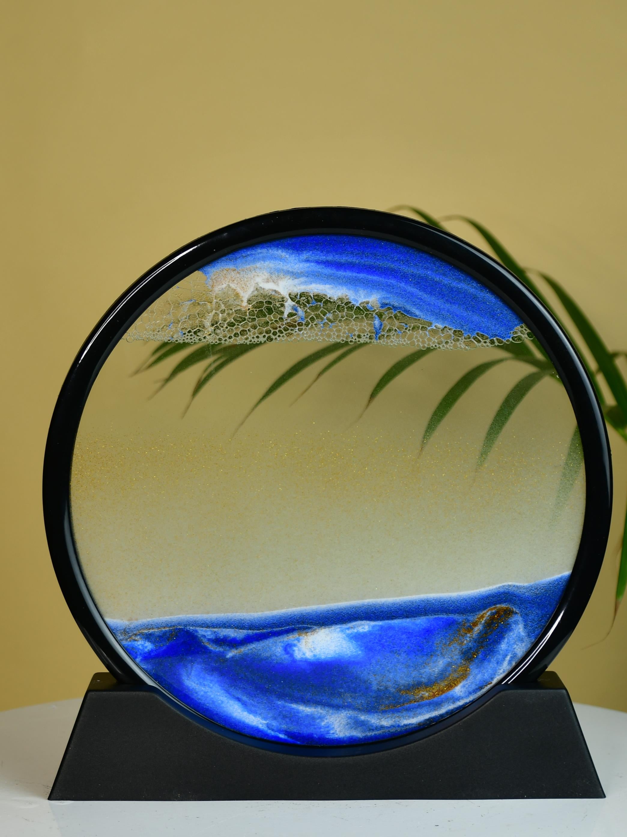 Mayii Circular Glass Sand Art – Elegant Moving Sand Sculpture for Trendy Home Decor & Gifts