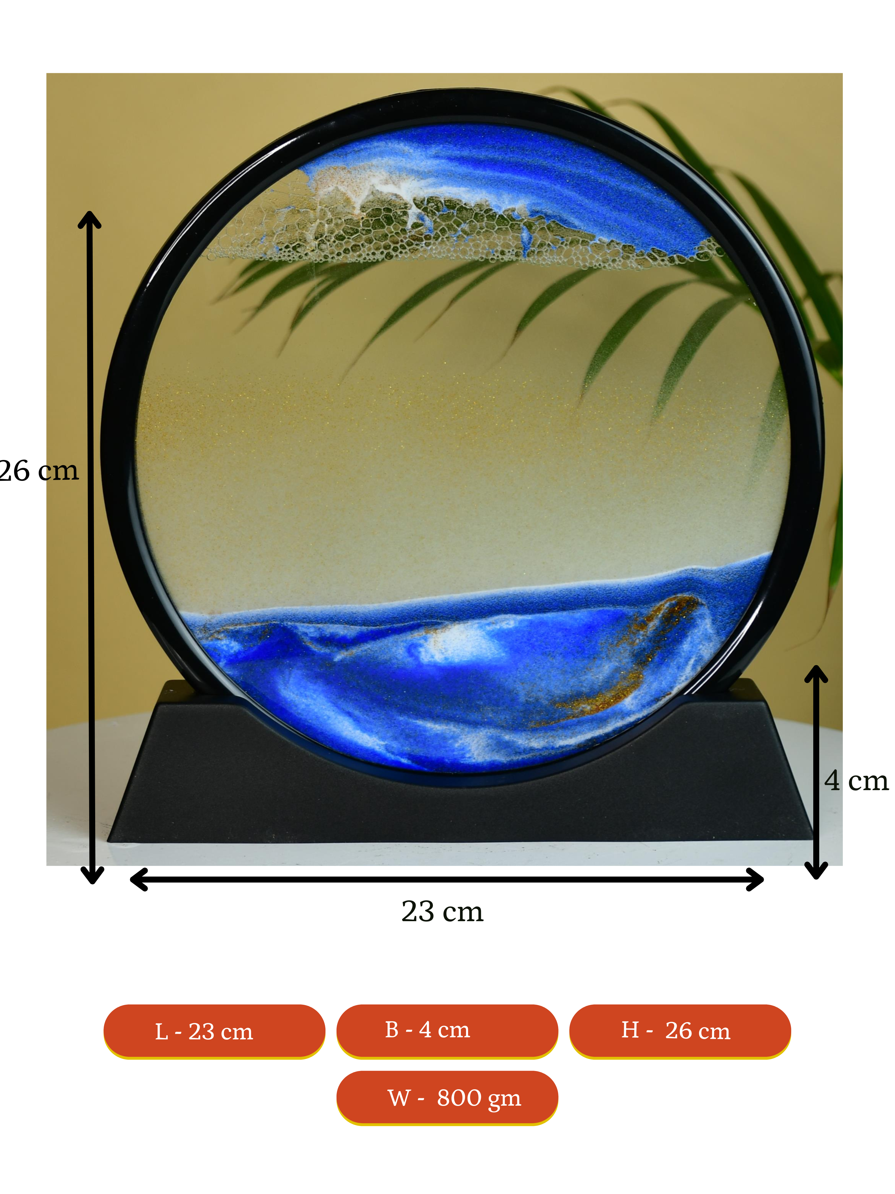 Mayii Circular Glass Sand Art – Elegant Moving Sand Sculpture for Trendy Home Decor & Gifts