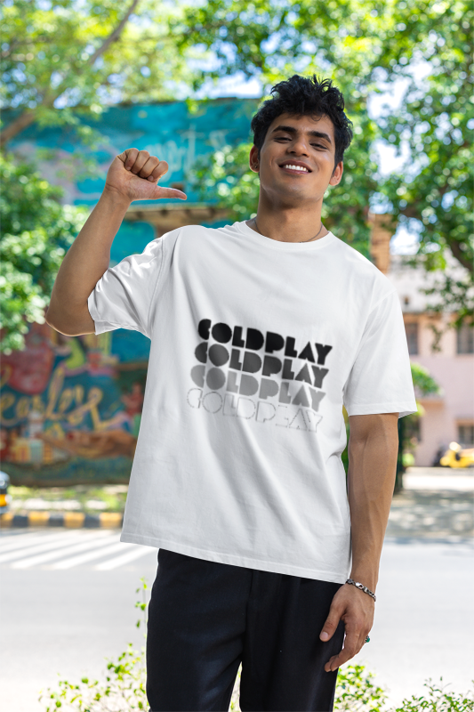 Mayii | Coldplay India Concert 2025 Special Edition Bold White Oversized Tee | Concert Ready