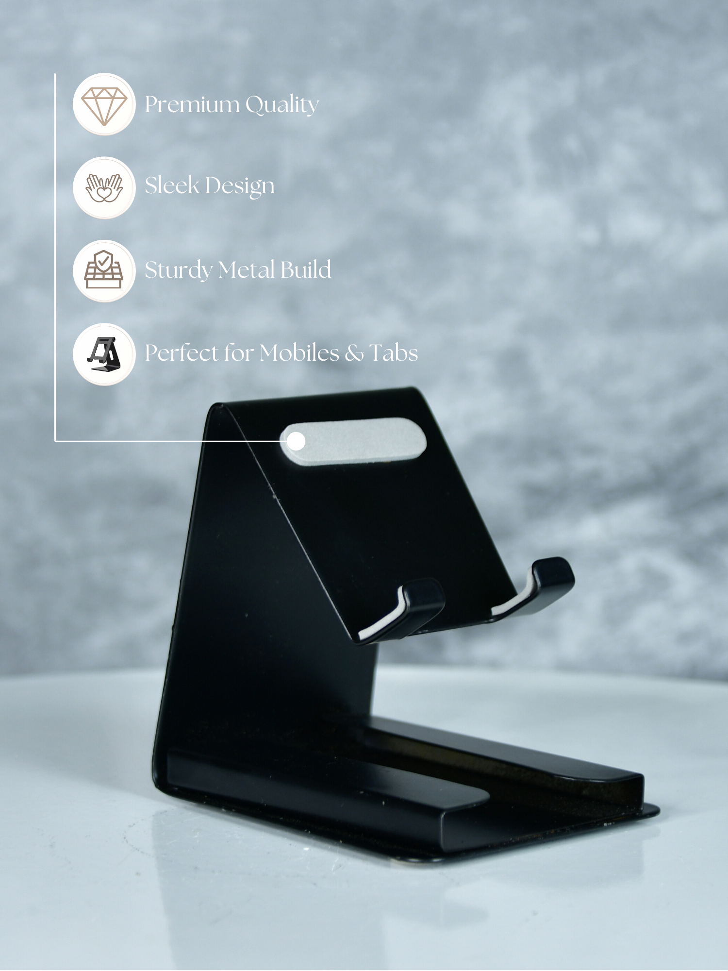 Mayii - White Padded Metal Phone Stand with Card Holder