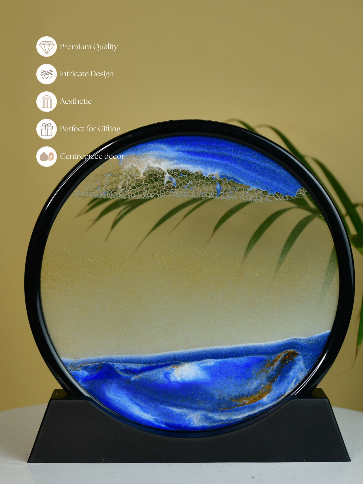 Mayii Circular Glass Sand Art – Elegant Moving Sand Sculpture for Trendy Home Decor & Gifts