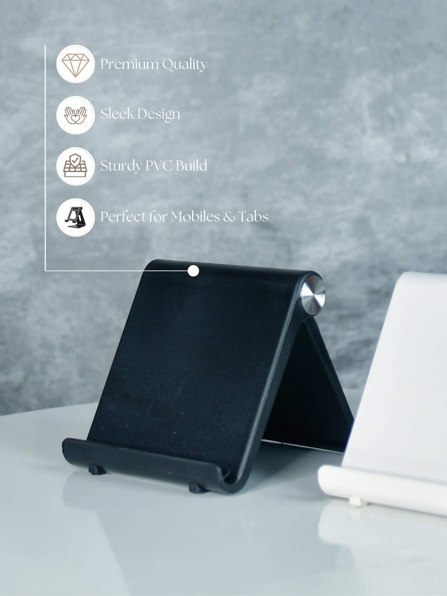 Mayii Trendy Adjustable Silver Tablet Stand with Black Hinges