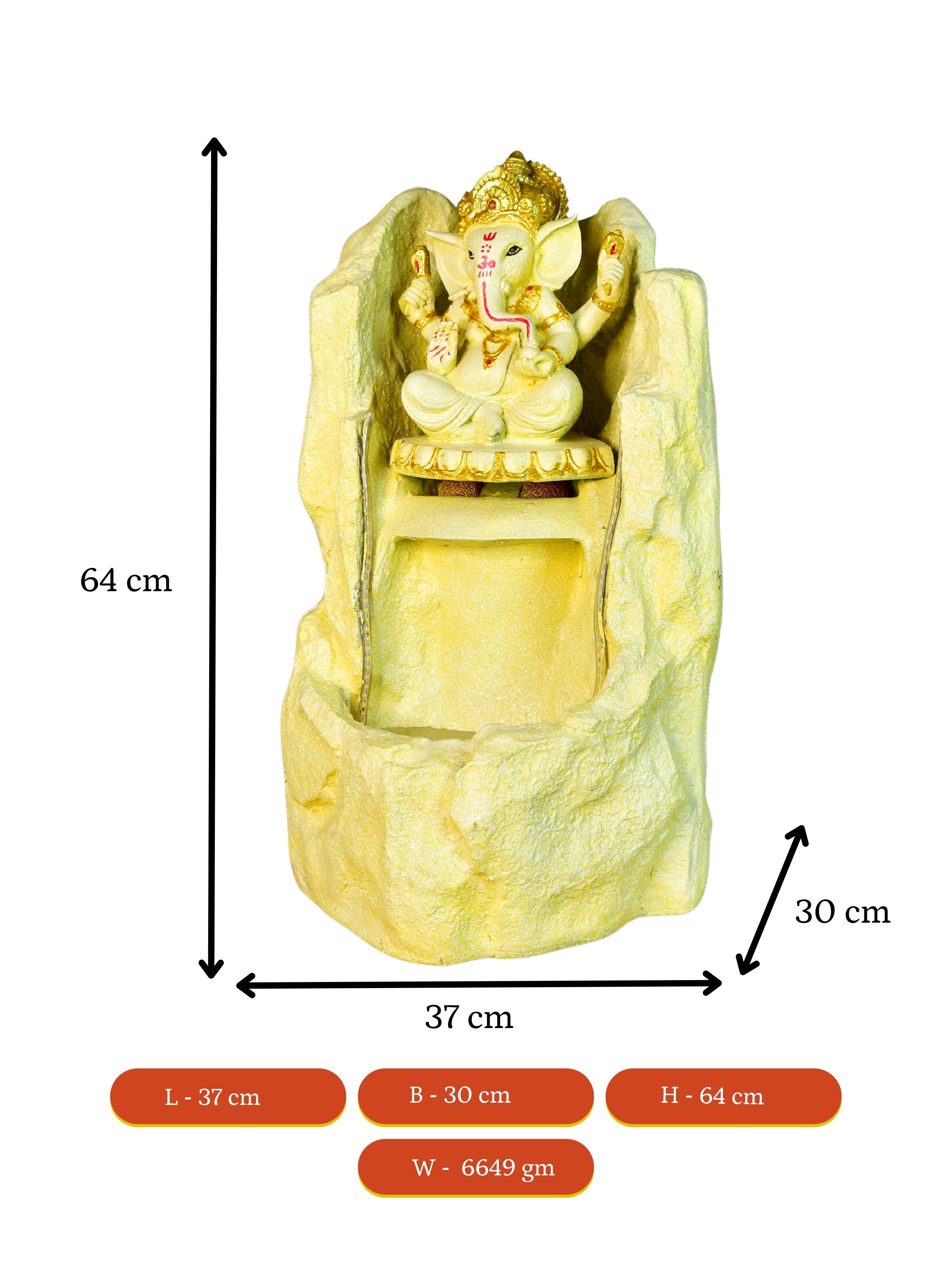 Mayii Golden Ganesha Water Fountain – Elegant Ganesha Sitting Waterfall for Luxurious Home Decor & Gifts