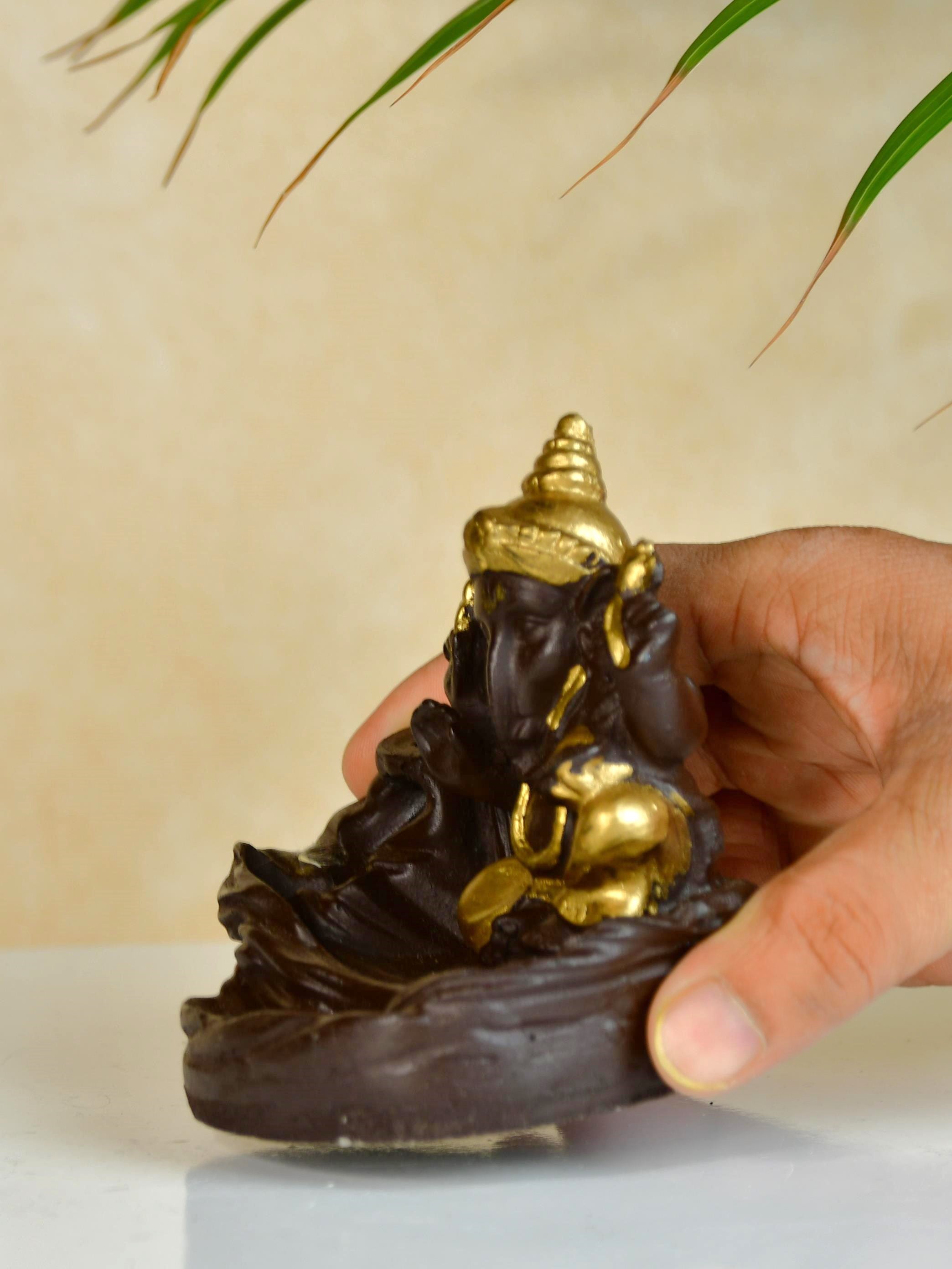 Golden Ganesh Smoke Fountain Tabletop Decor