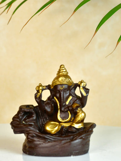 Golden Ganesh Smoke Fountain Tabletop Decor