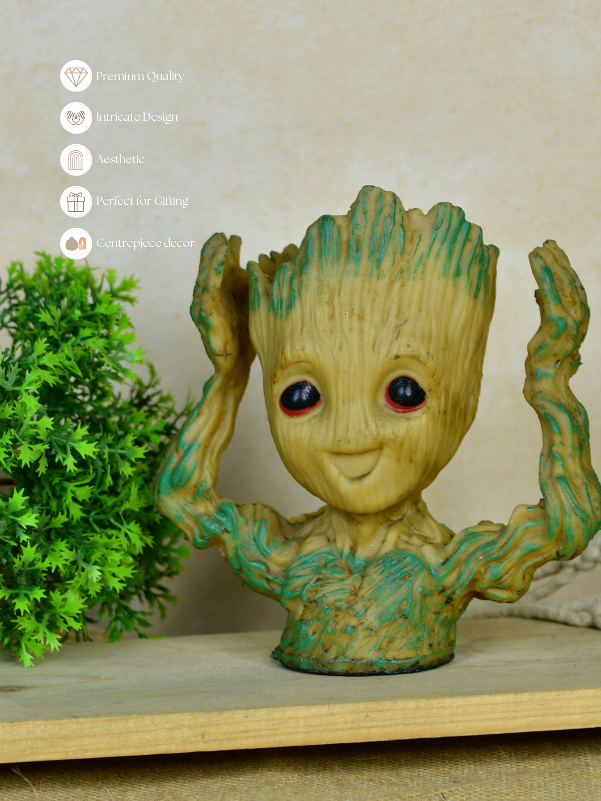 Groot Figurine Planter with Hands Up | Mayii Artisan Home Decor & Functional Design