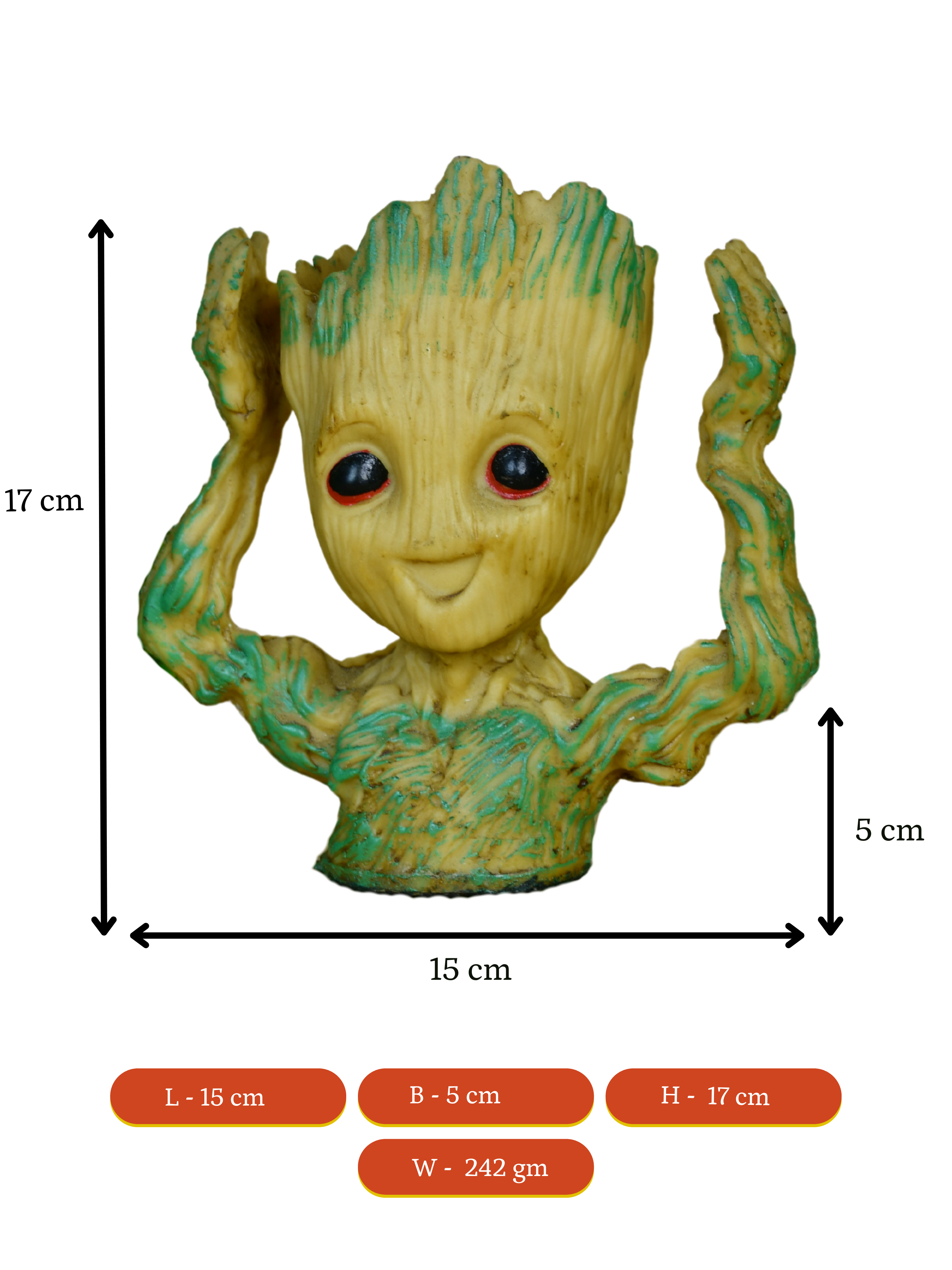 Groot Figurine Planter with Hands Up | Mayii Artisan Home Decor & Functional Design