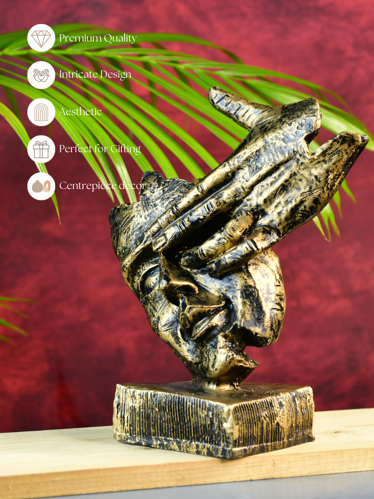 Mayii Resin Hand-on-Face Sculpture – Trendy Home Decor Accent & Unique Gift Idea