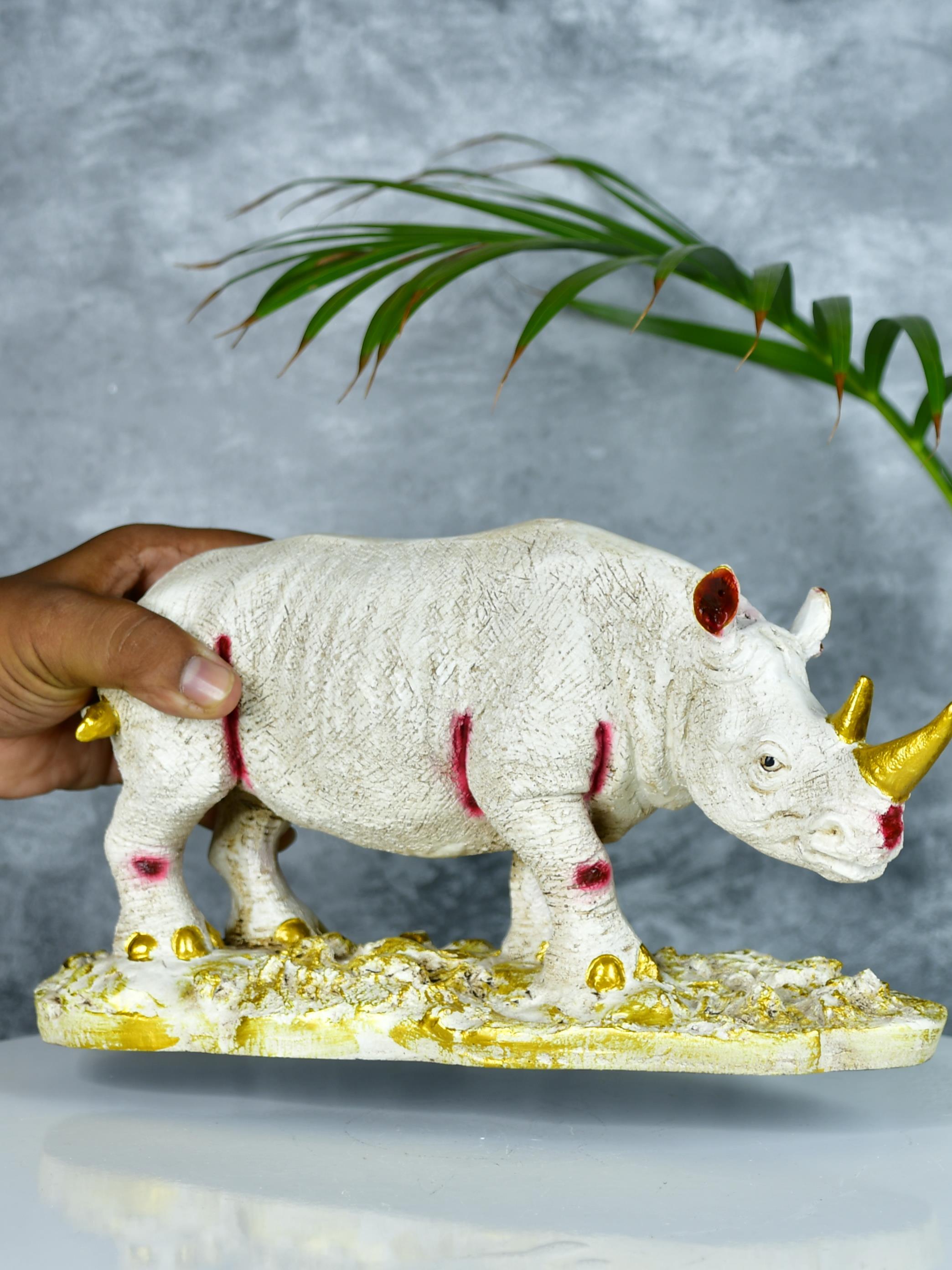 Mayii Resin White Rhino Decor