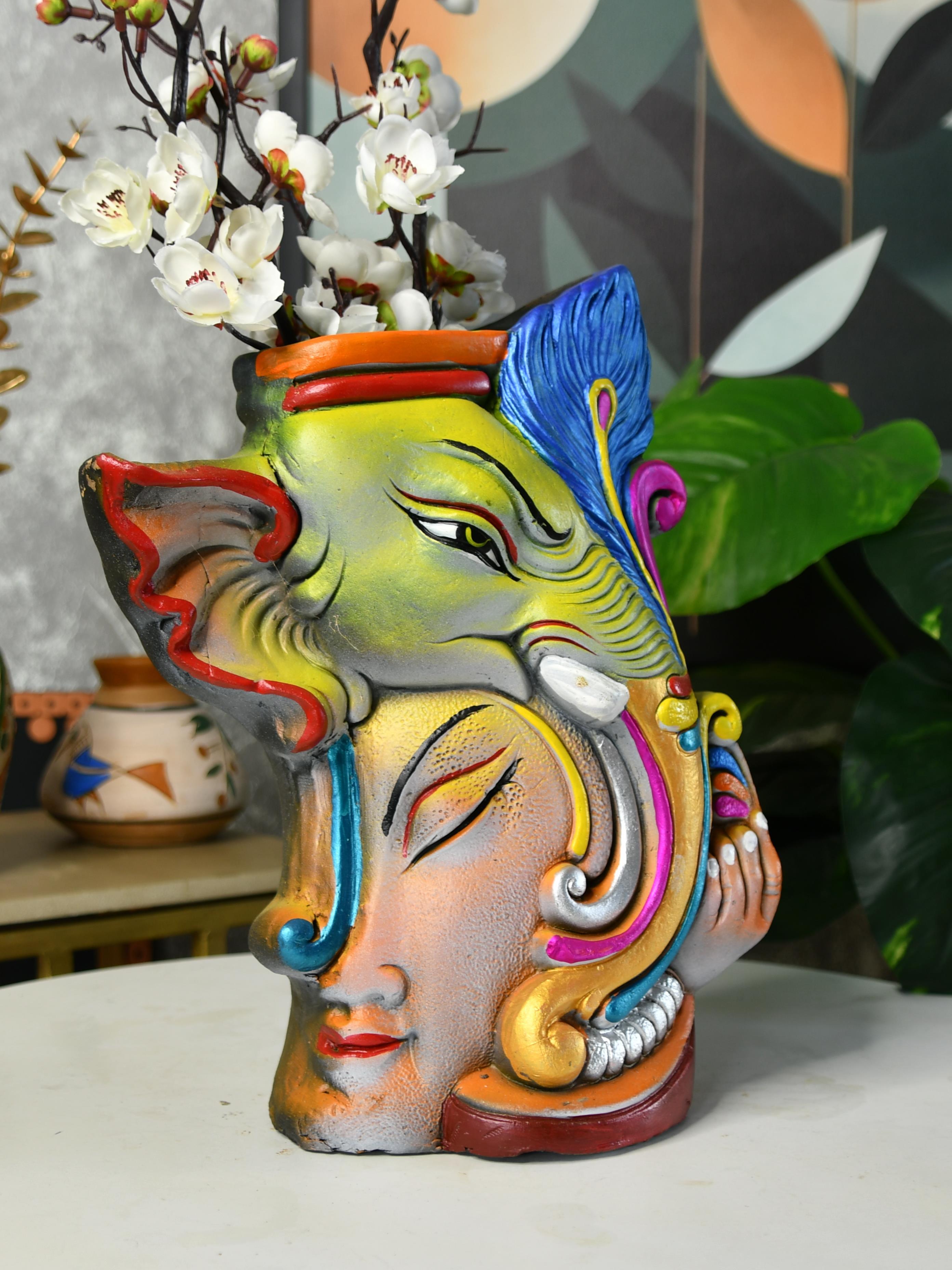 Mayii - Premium Terracotta Abstract Flower Vase with Bright Colors