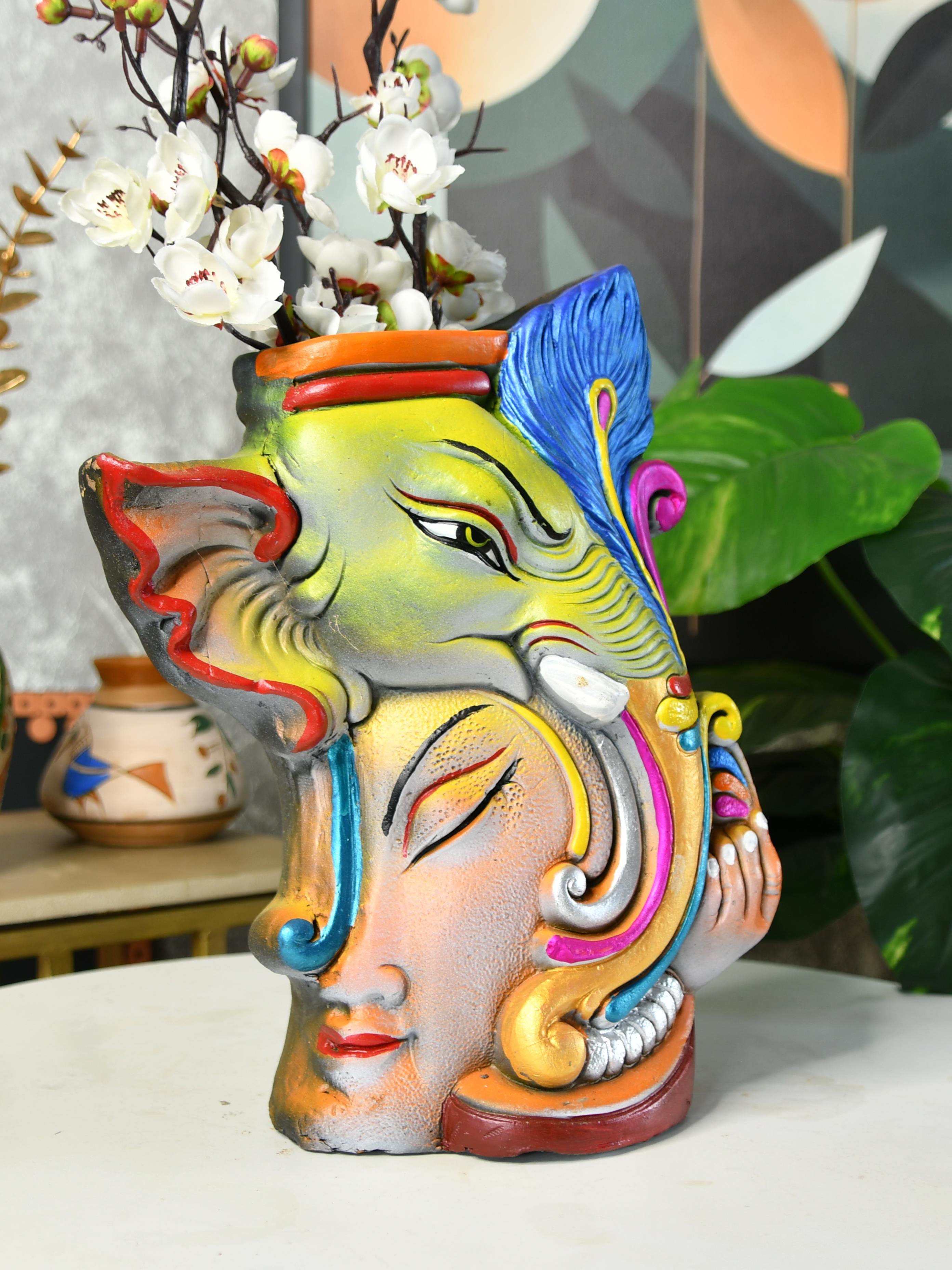 Mayii - Premium Terracotta Abstract Flower Vase with Bright Colors