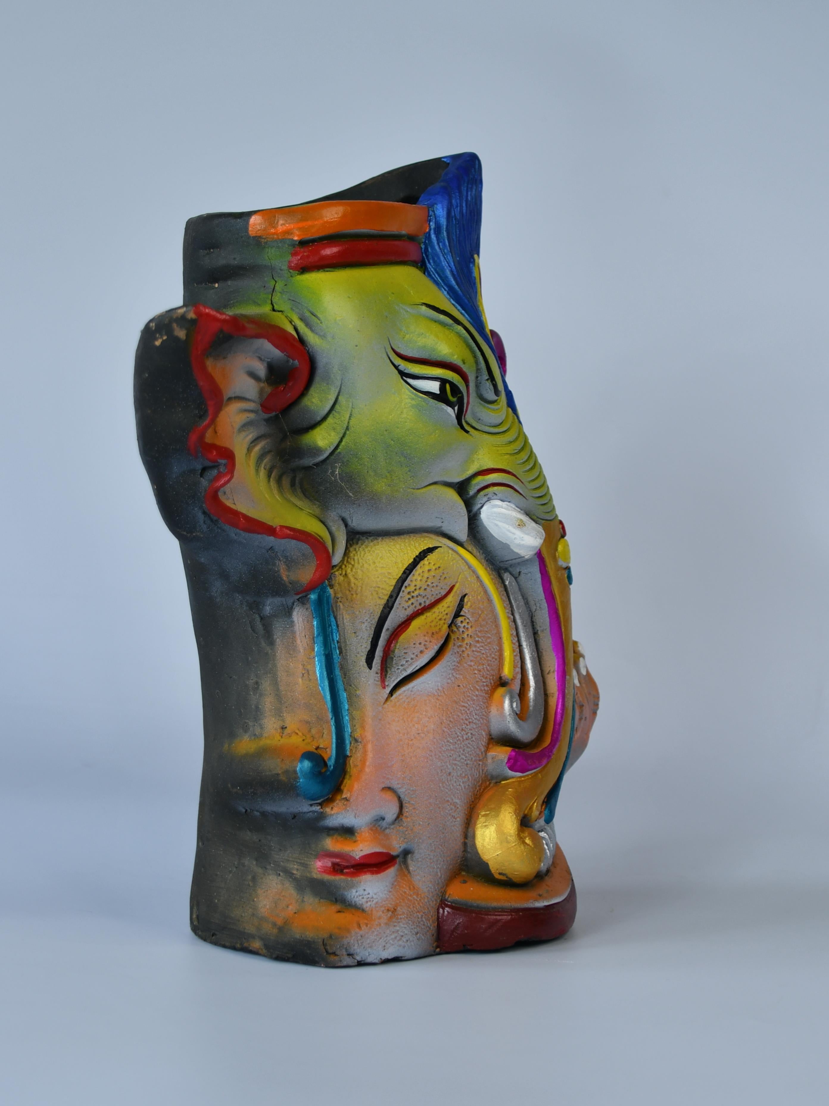 Mayii - Premium Terracotta Abstract Flower Vase with Bright Colors