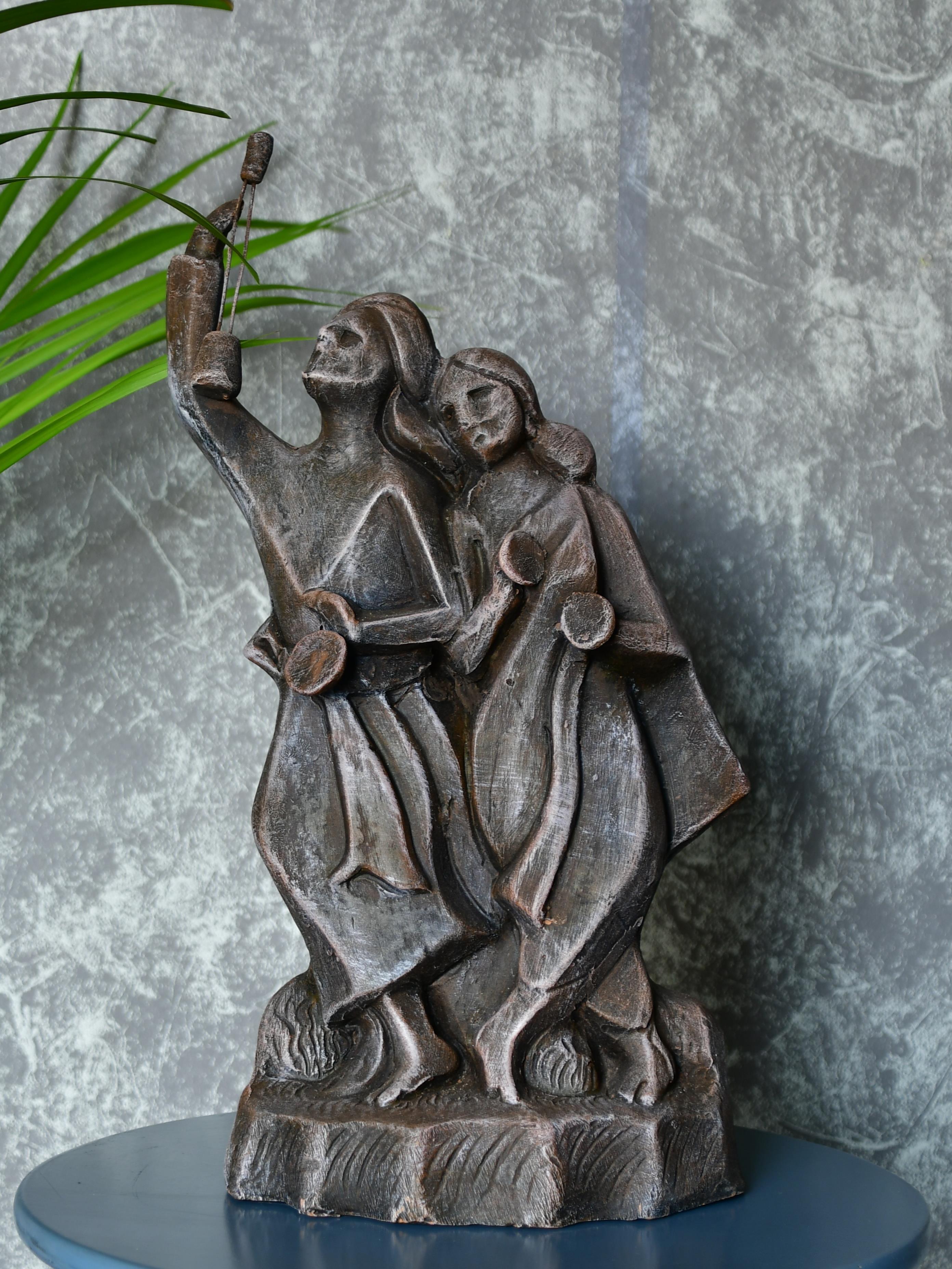 Mayii - Premium Large Terracotta Minstrel Couple Tabletop Decor