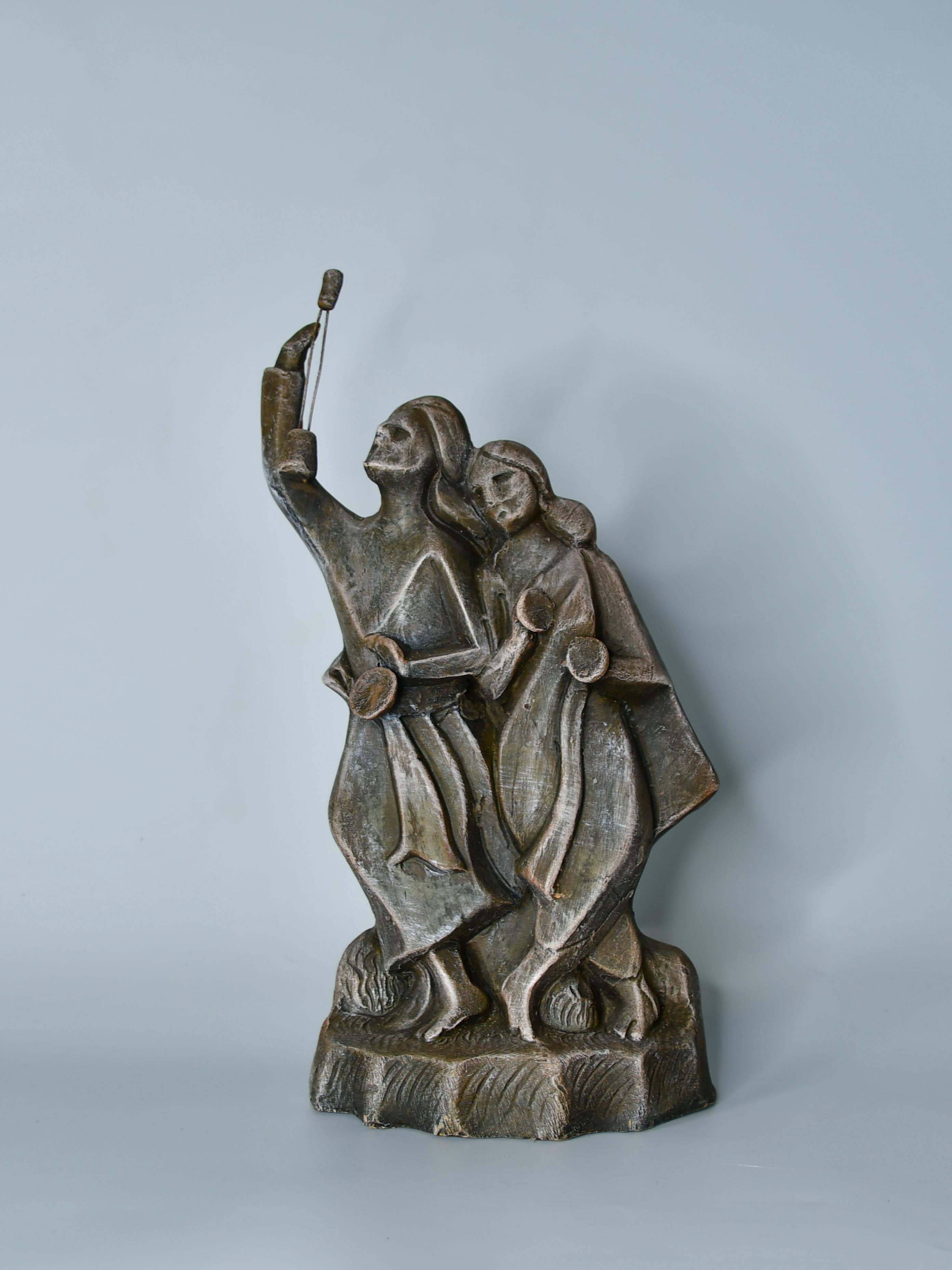 Mayii - Premium Large Terracotta Minstrel Couple Tabletop Decor