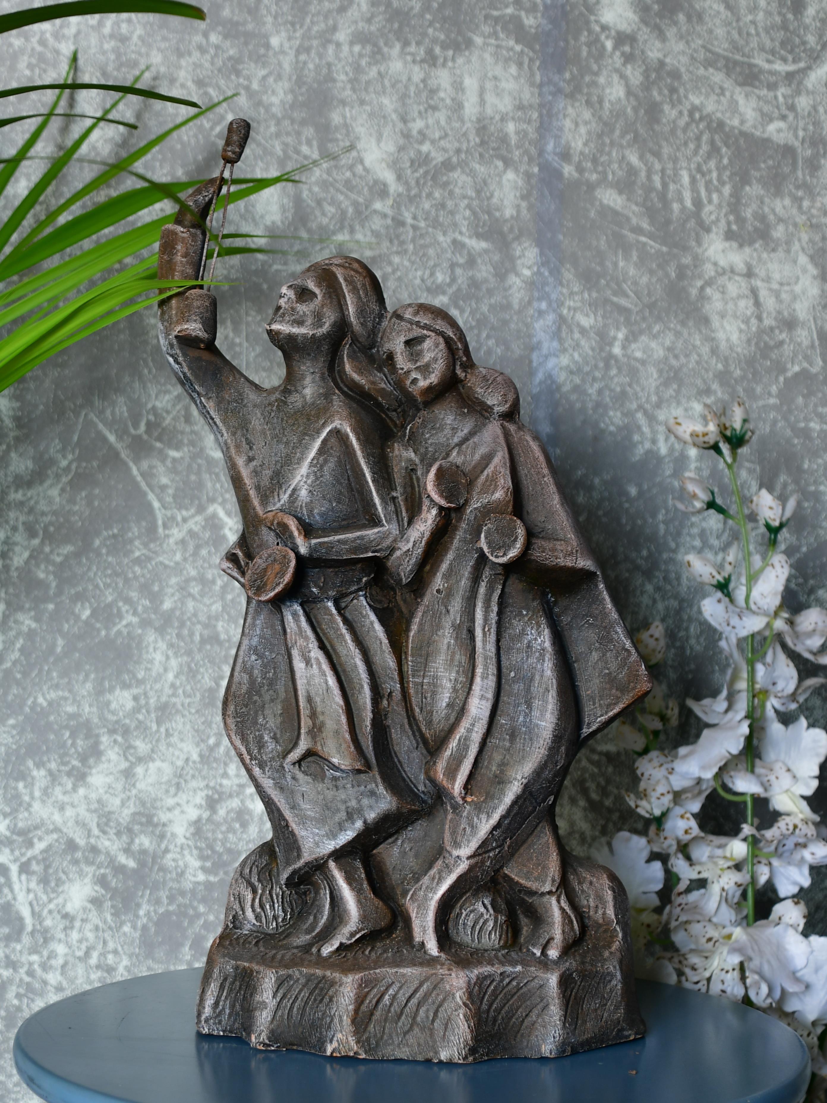 Mayii - Premium Large Terracotta Minstrel Couple Tabletop Decor