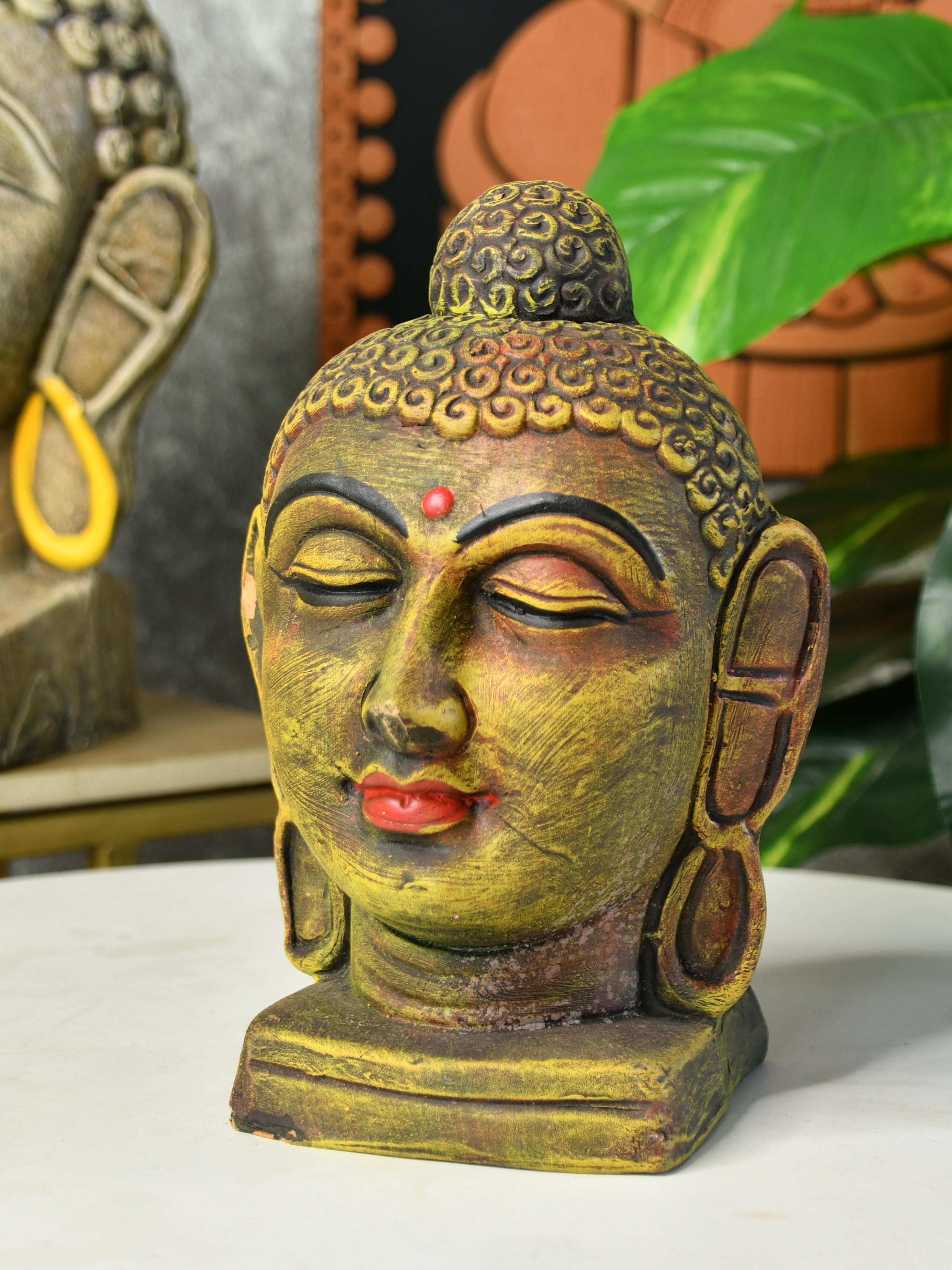 Mayii - Premium Large Terracotta Meditating Buddha Head Tabletop