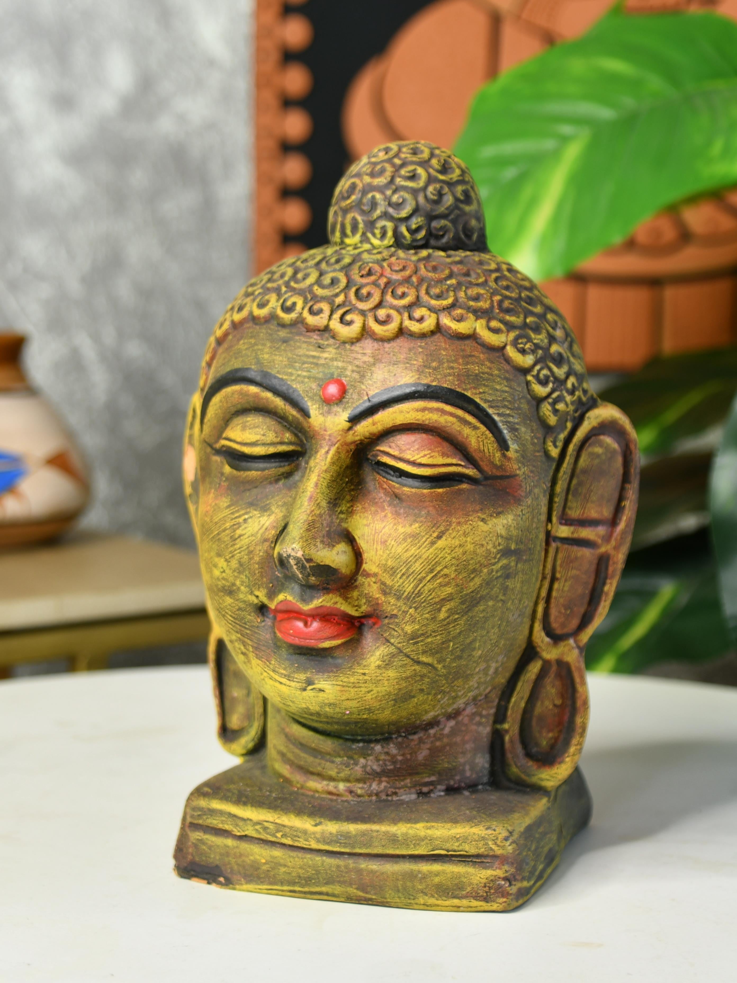 Mayii - Premium Large Terracotta Meditating Buddha Head Tabletop