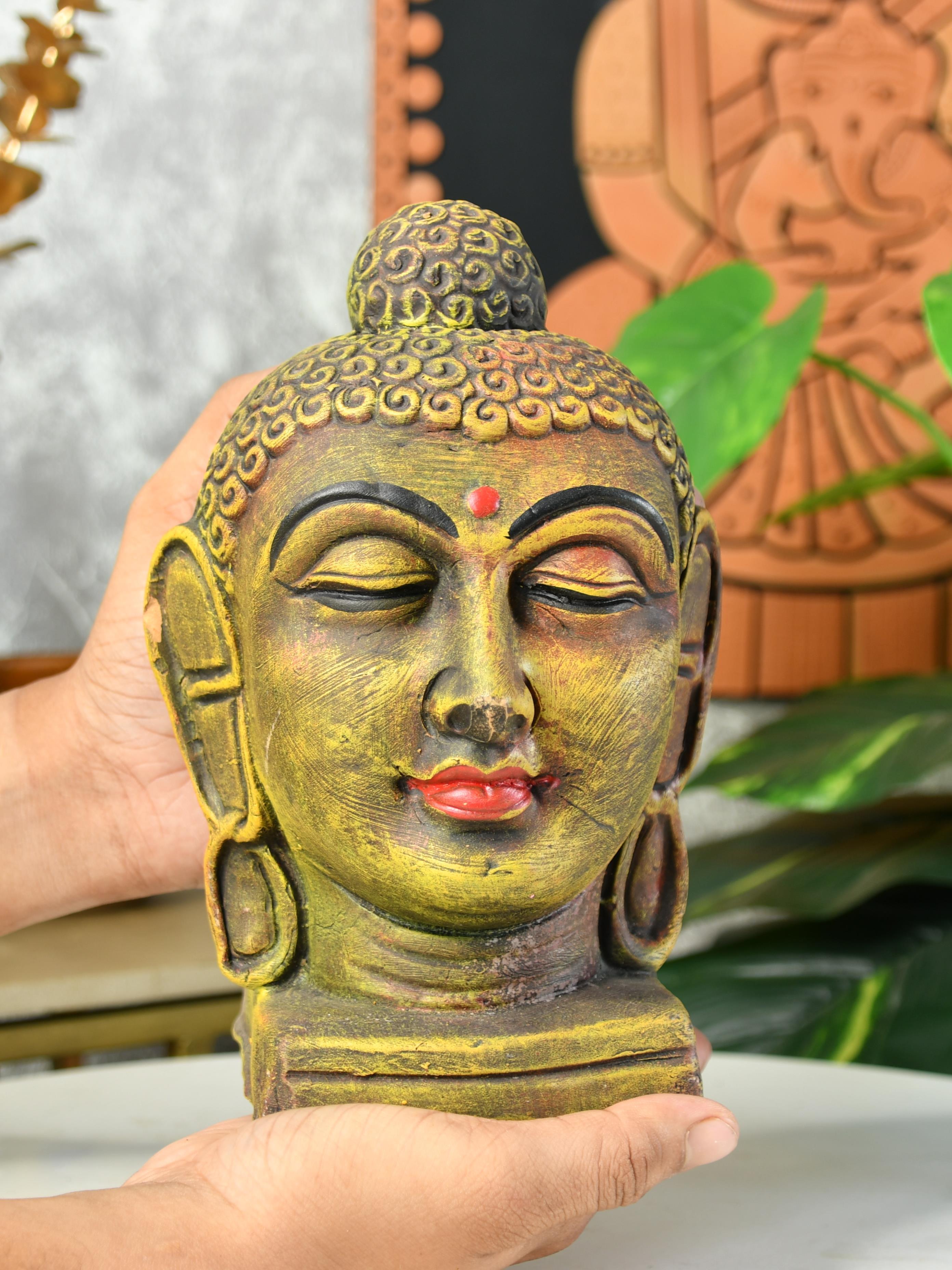 Mayii - Premium Large Terracotta Meditating Buddha Head Tabletop