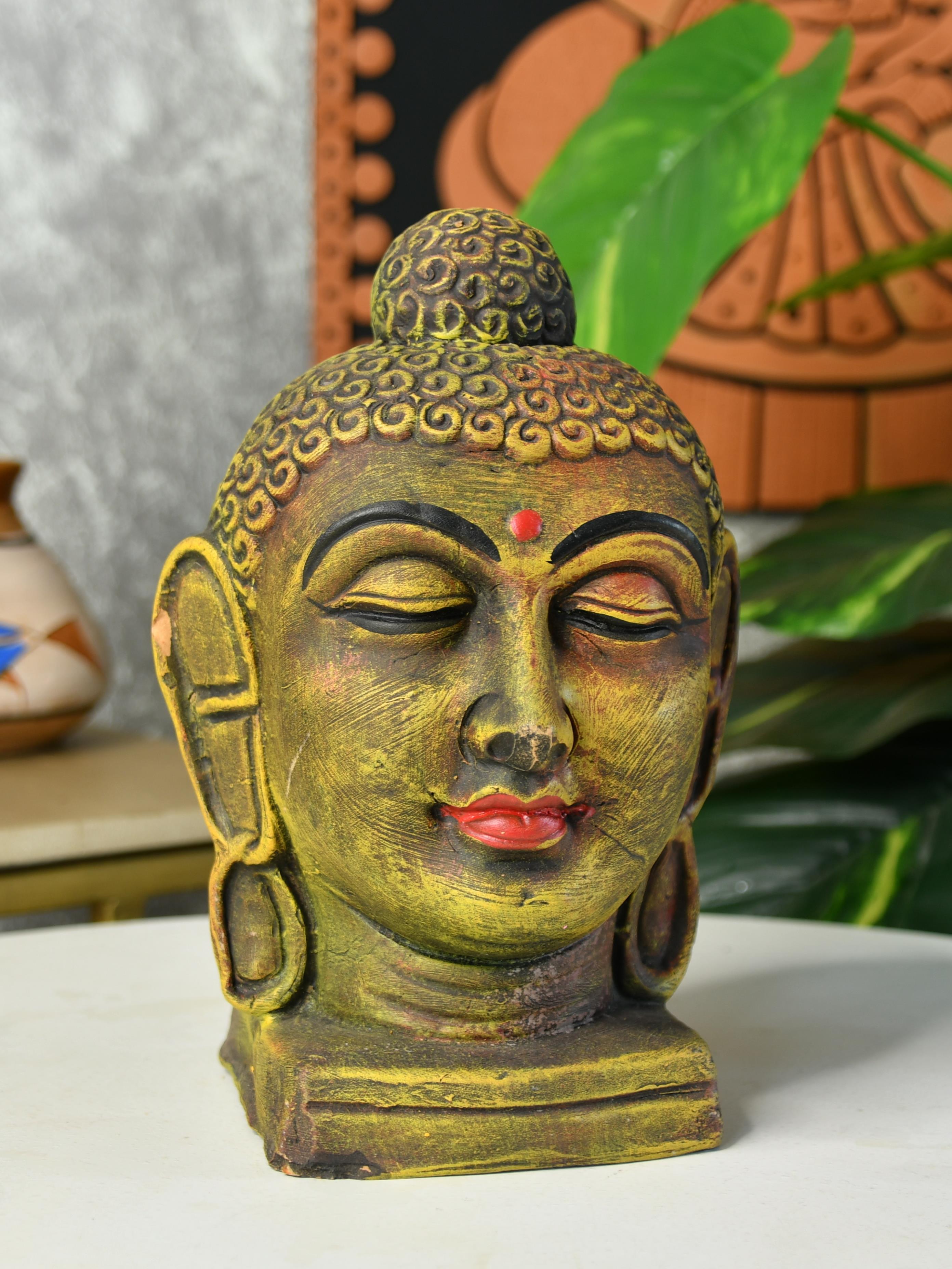 Mayii - Premium Large Terracotta Meditating Buddha Head Tabletop