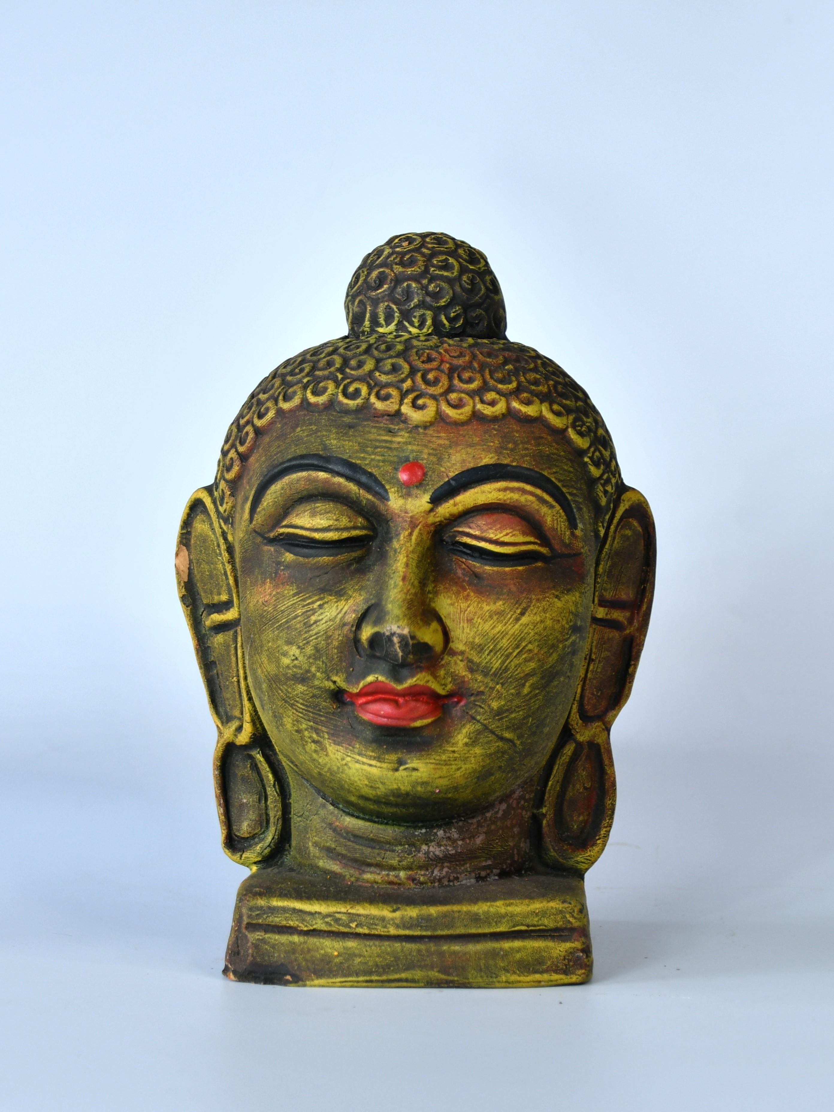 Mayii - Premium Large Terracotta Meditating Buddha Head Tabletop