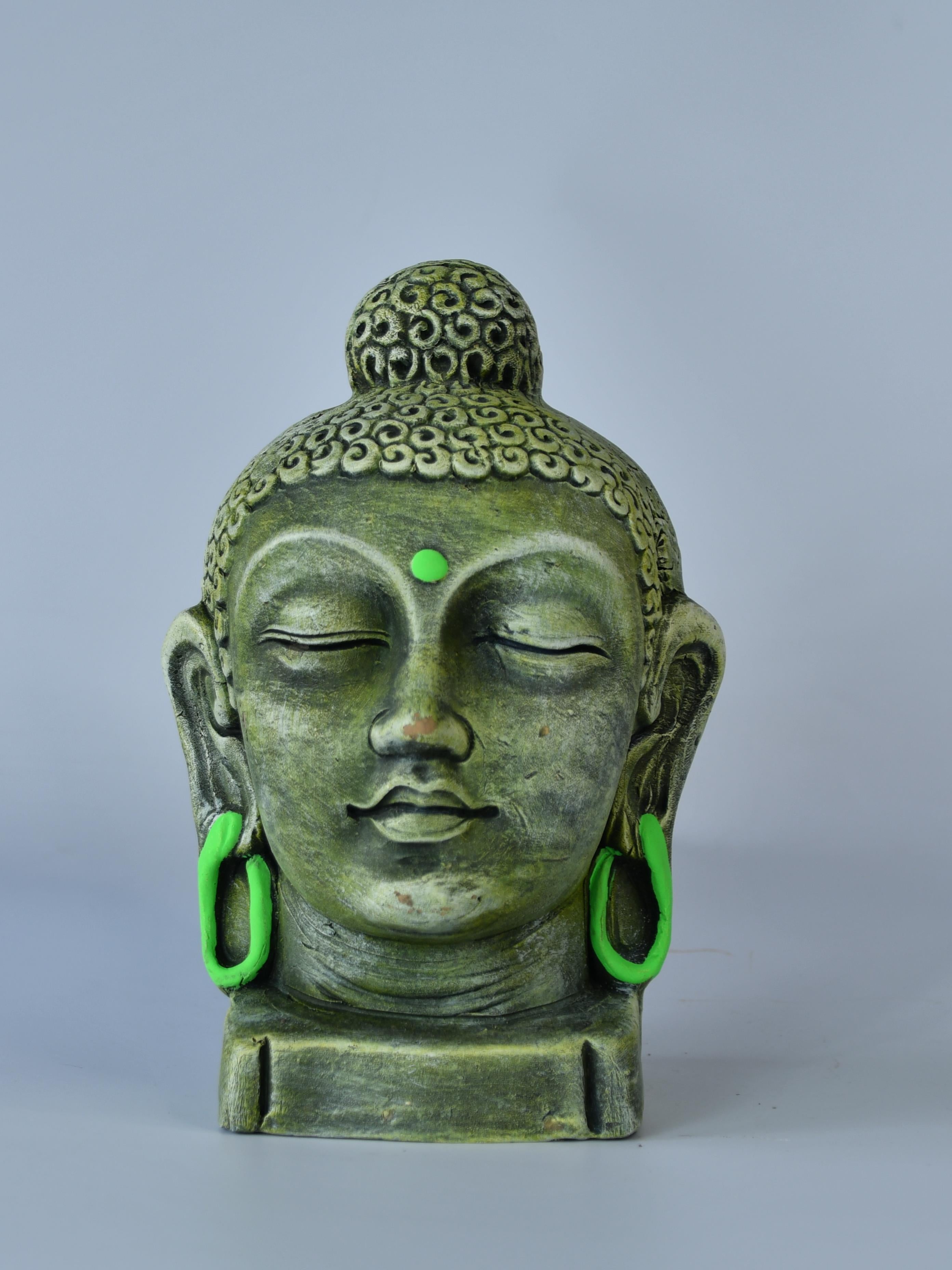 Mayii - Premium Large Terracotta Meditating Buddha Head Tabletop