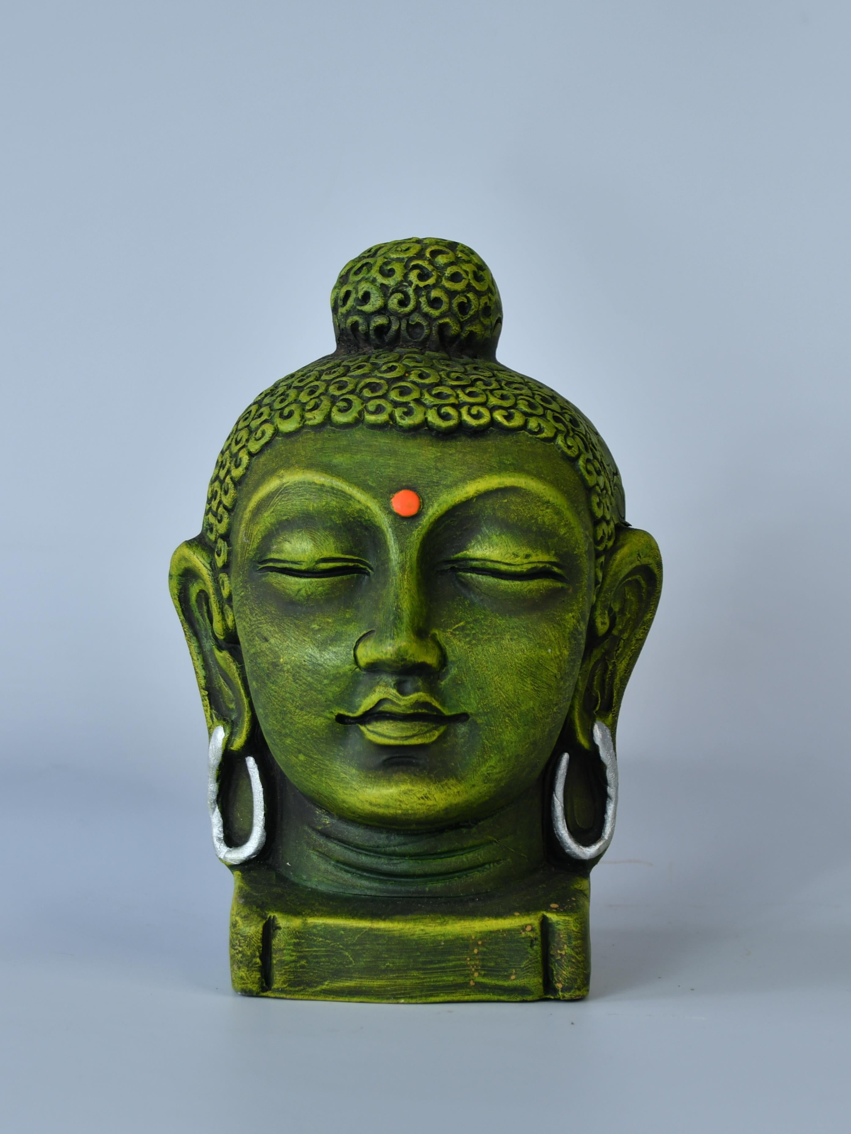 Mayii - Premium Large Terracotta Meditating Buddha Head Tabletop