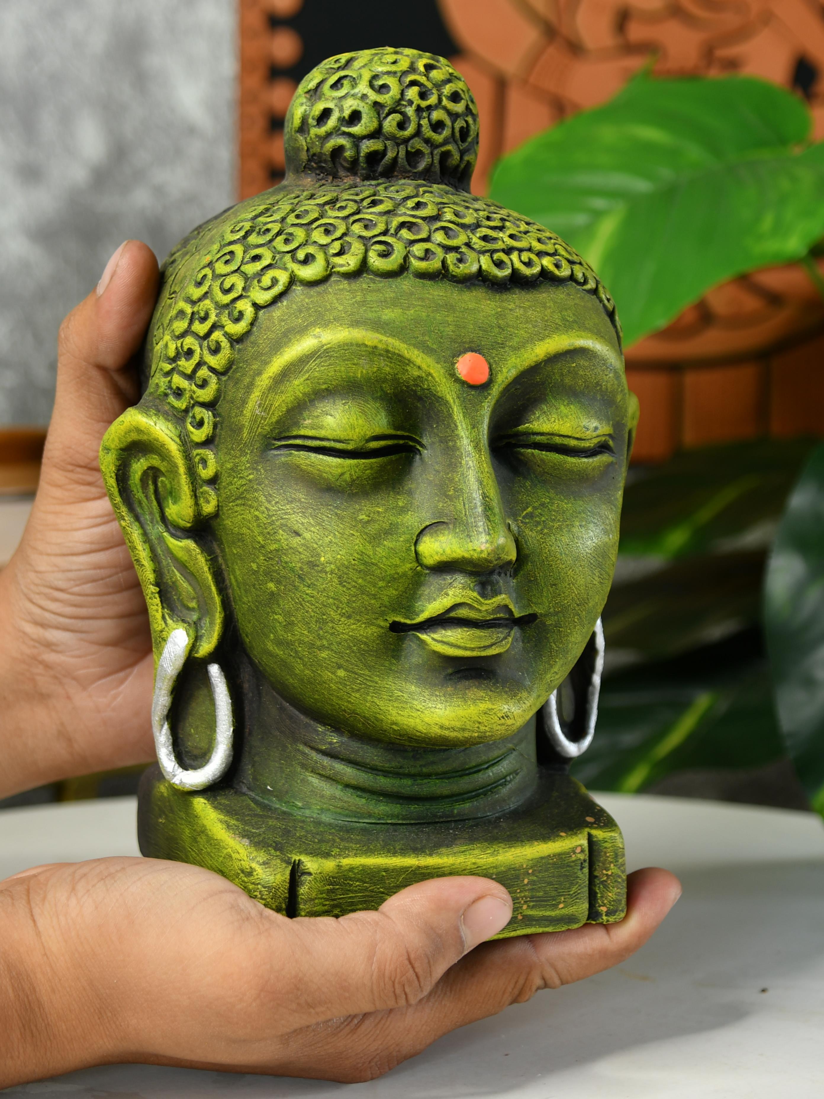 Mayii - Premium Large Terracotta Meditating Buddha Head Tabletop