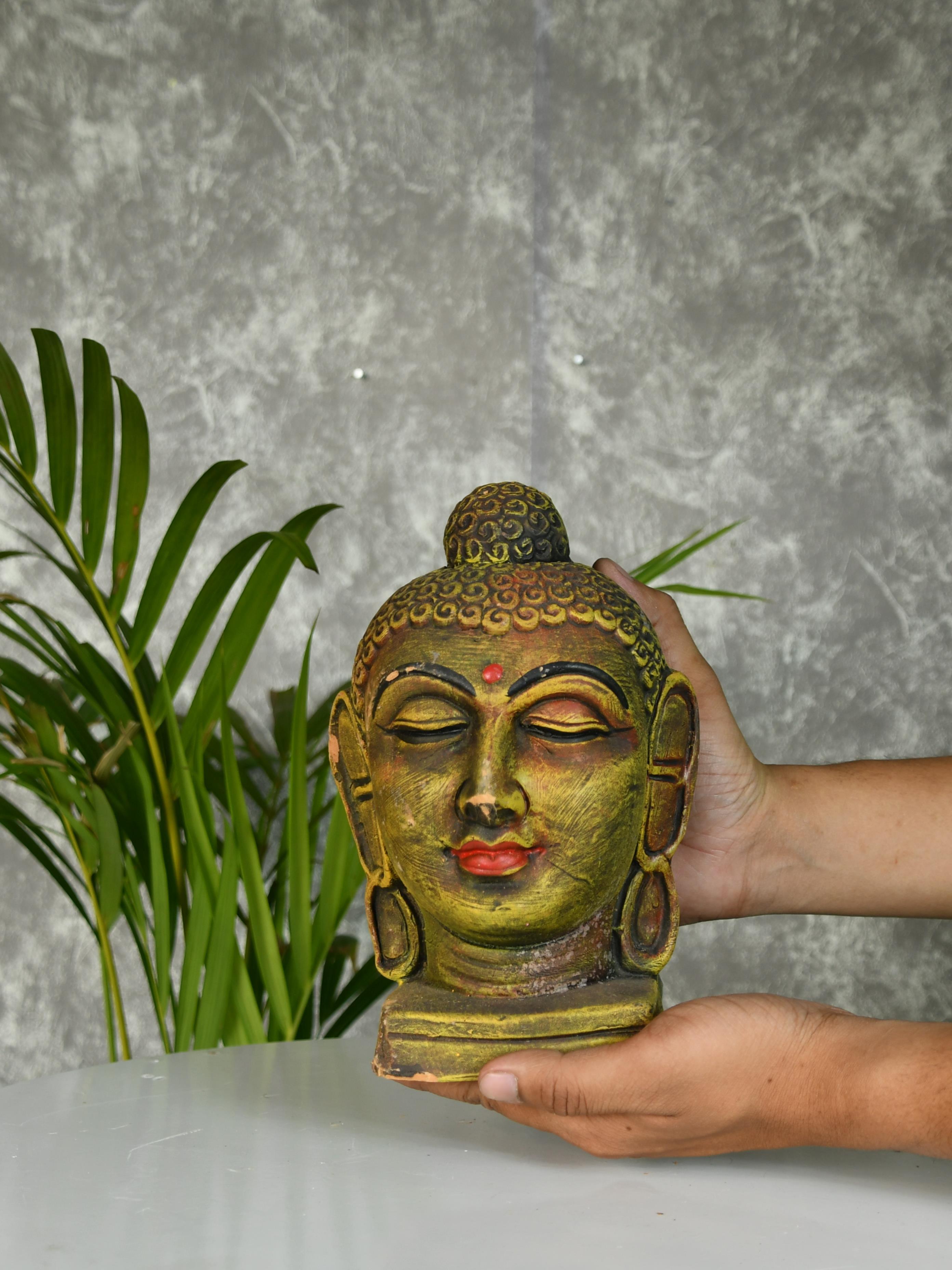 Mayii - Premium Large Terracotta Meditating Buddha Head Tabletop