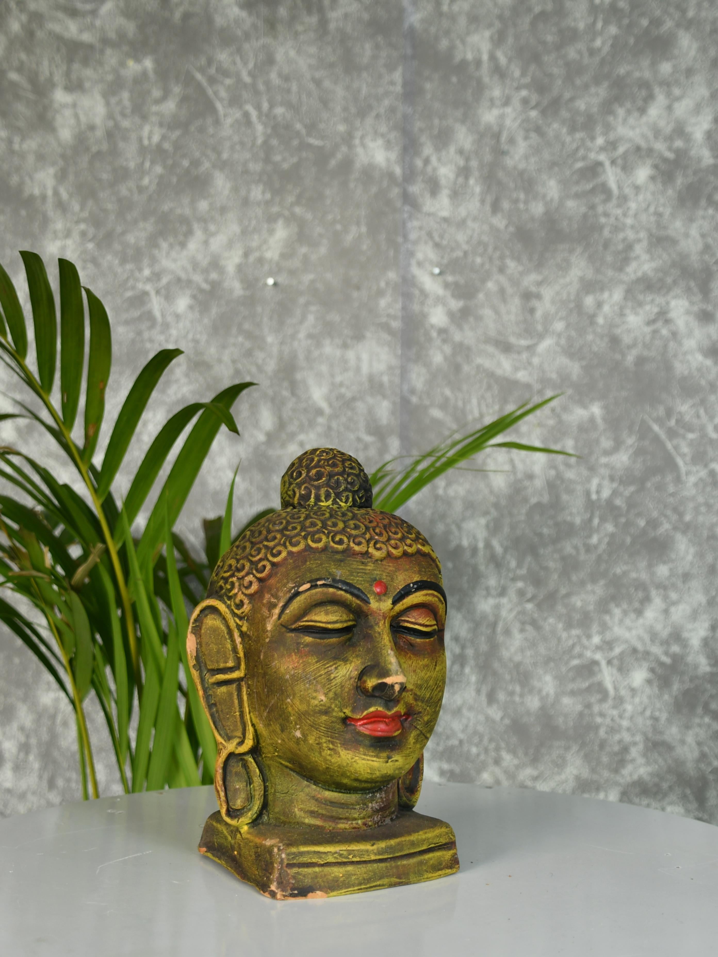 Mayii - Premium Large Terracotta Meditating Buddha Head Tabletop