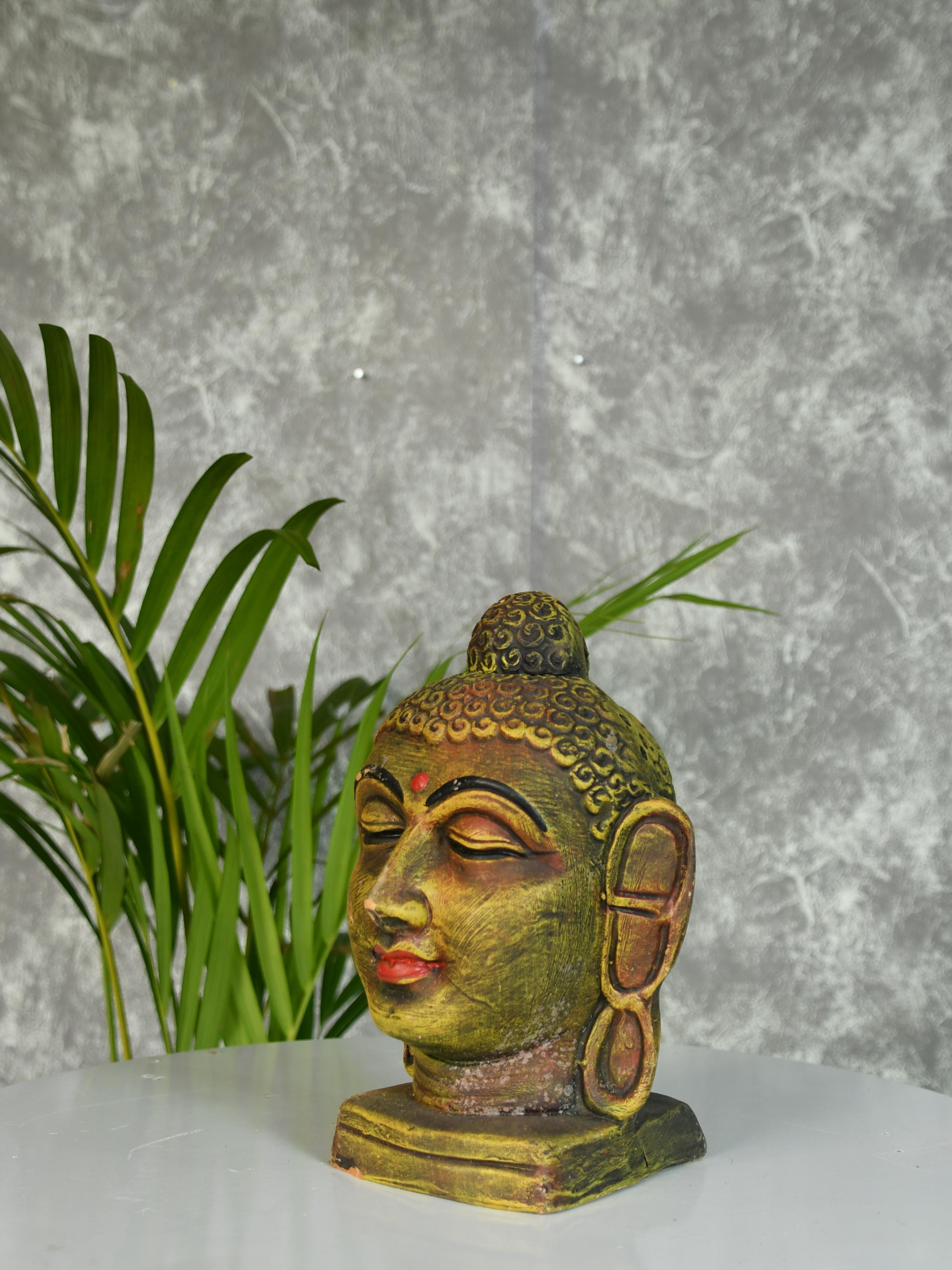 Mayii - Premium Large Terracotta Meditating Buddha Head Tabletop