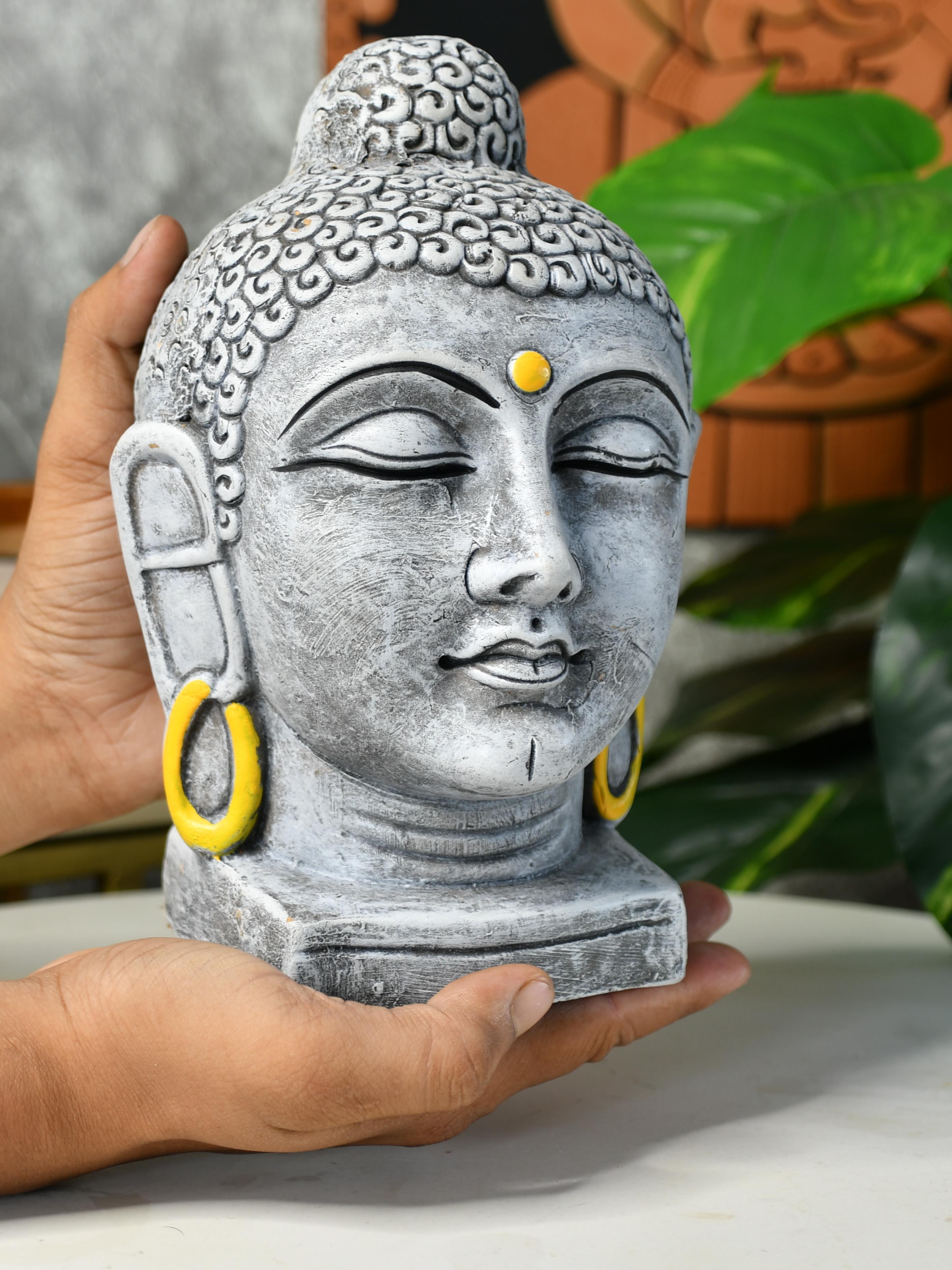 Mayii - Premium Large Terracotta Meditating Buddha Head Tabletop