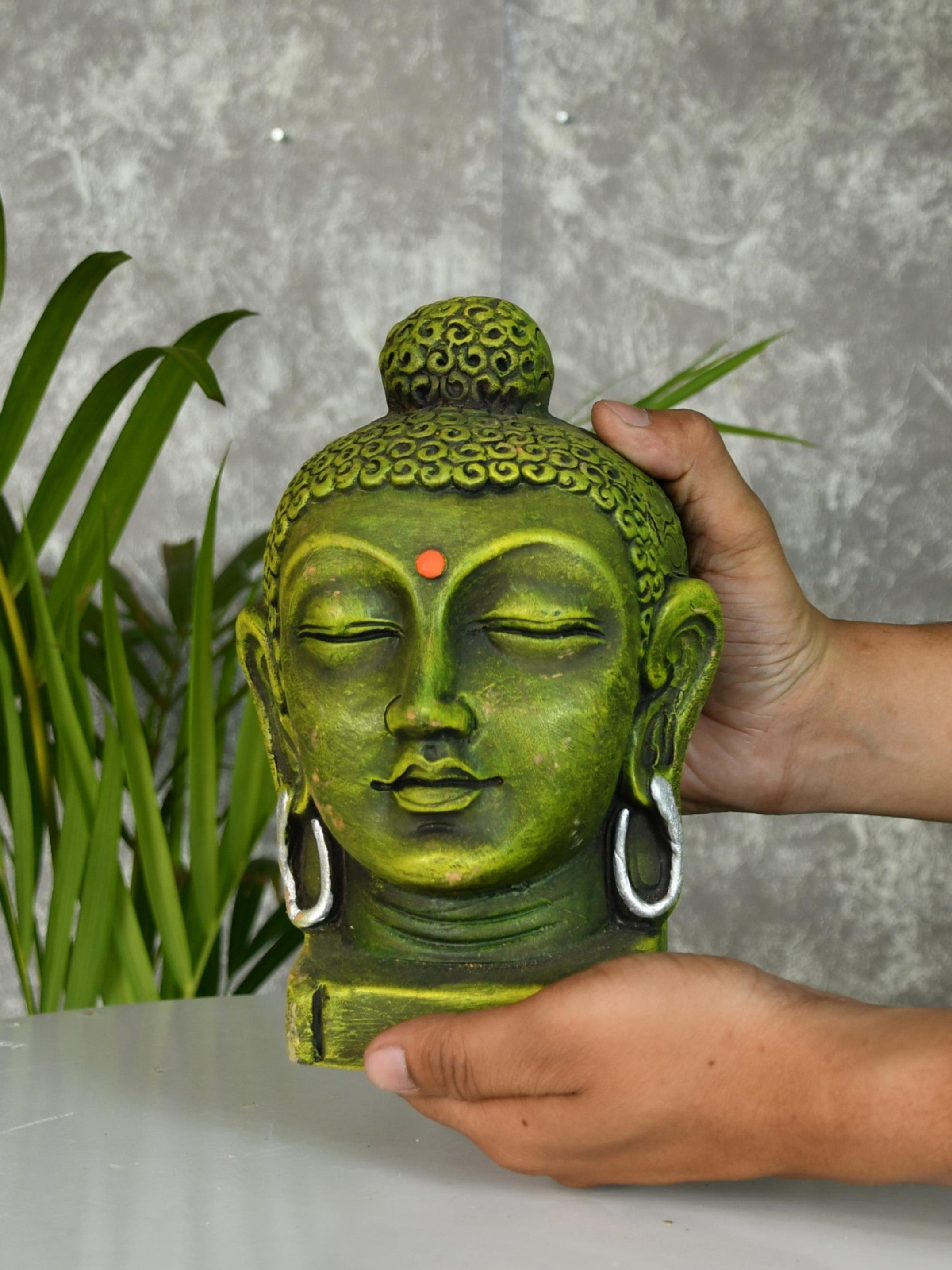 Mayii - Premium Large Terracotta Meditating Buddha Head Tabletop