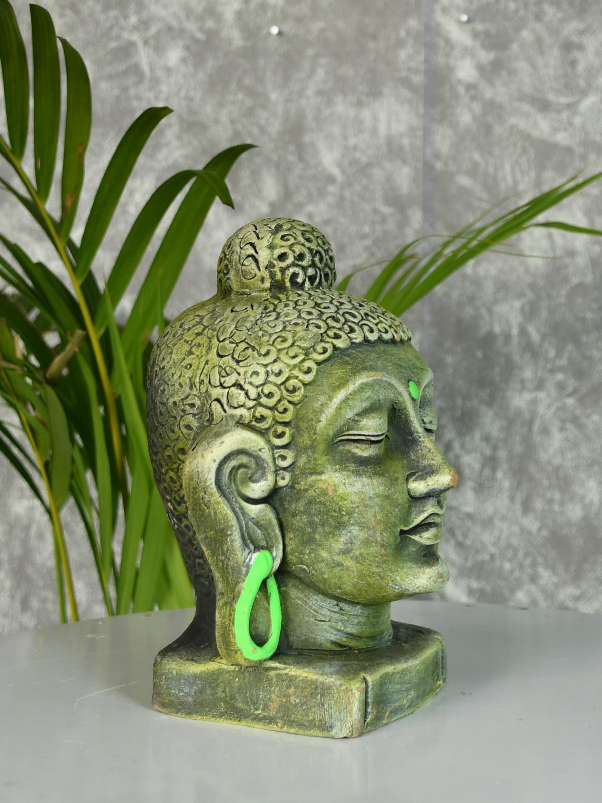 Mayii - Premium Large Terracotta Meditating Buddha Head Tabletop