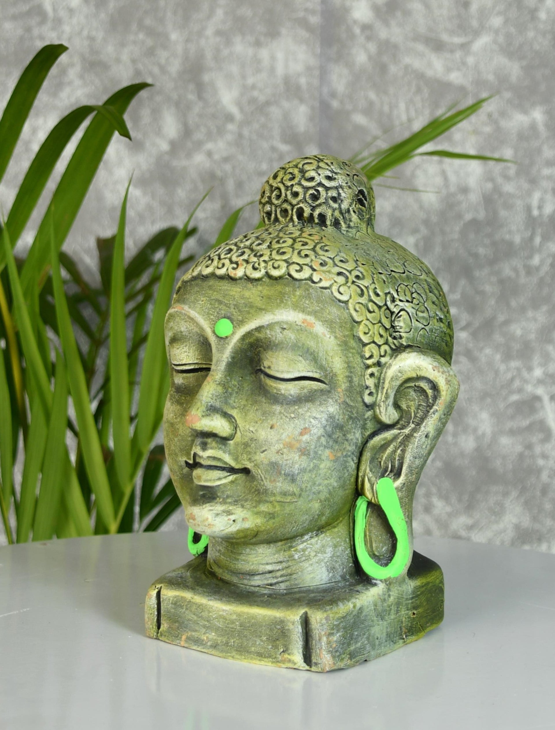 Mayii - Premium Large Terracotta Meditating Buddha Head Tabletop