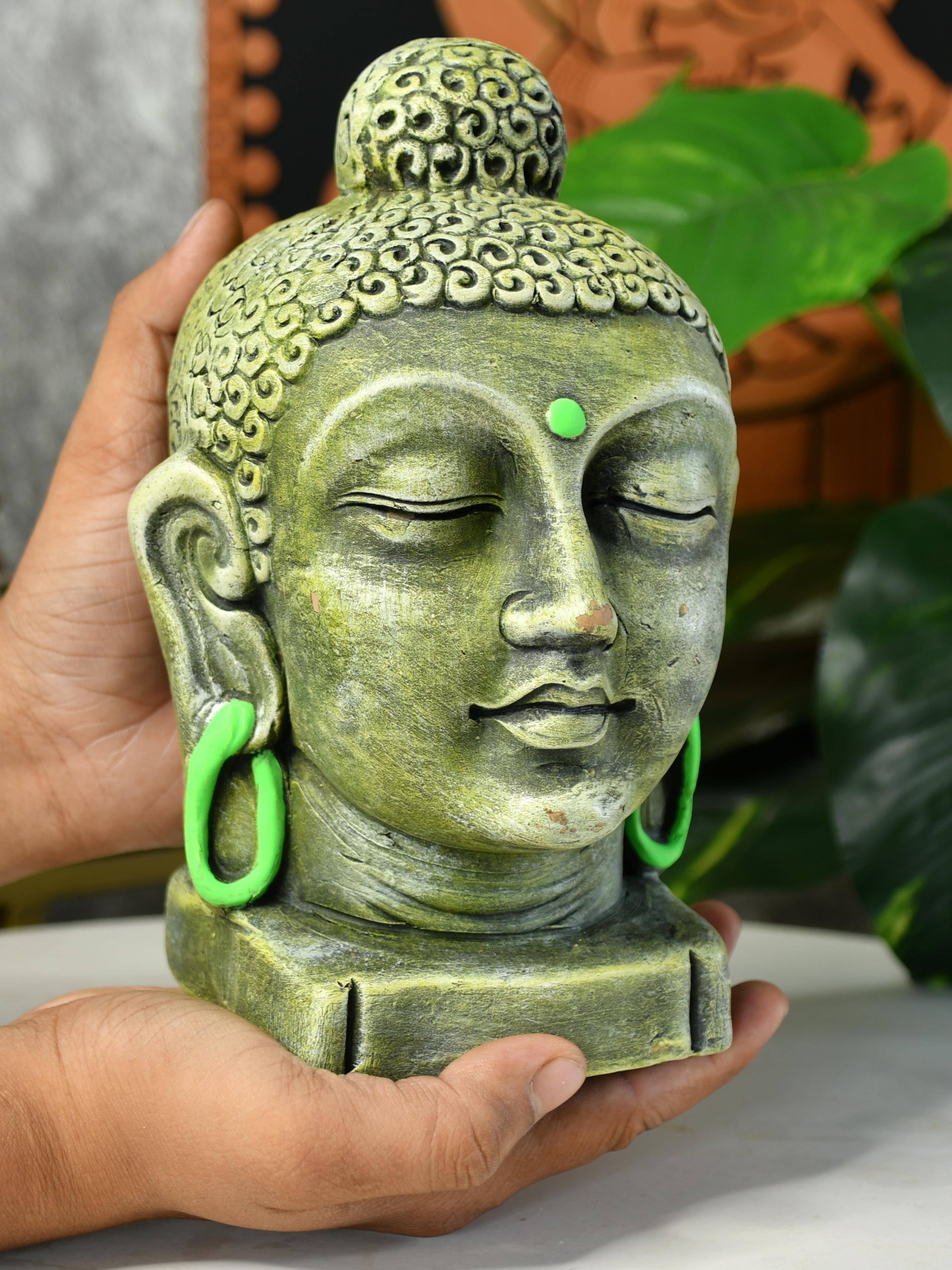 Mayii - Premium Large Terracotta Meditating Buddha Head Tabletop