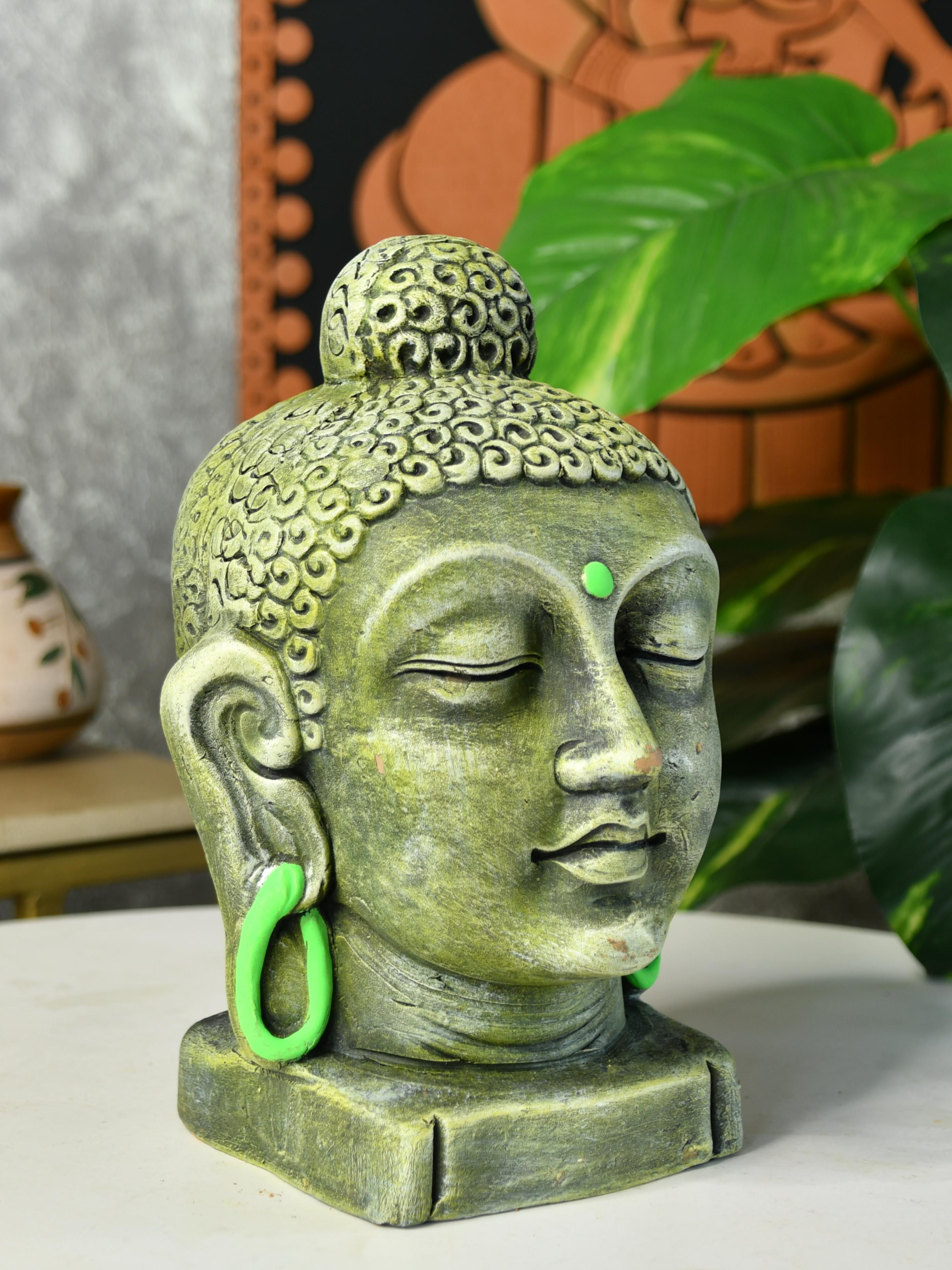 Mayii - Premium Large Terracotta Meditating Buddha Head Tabletop