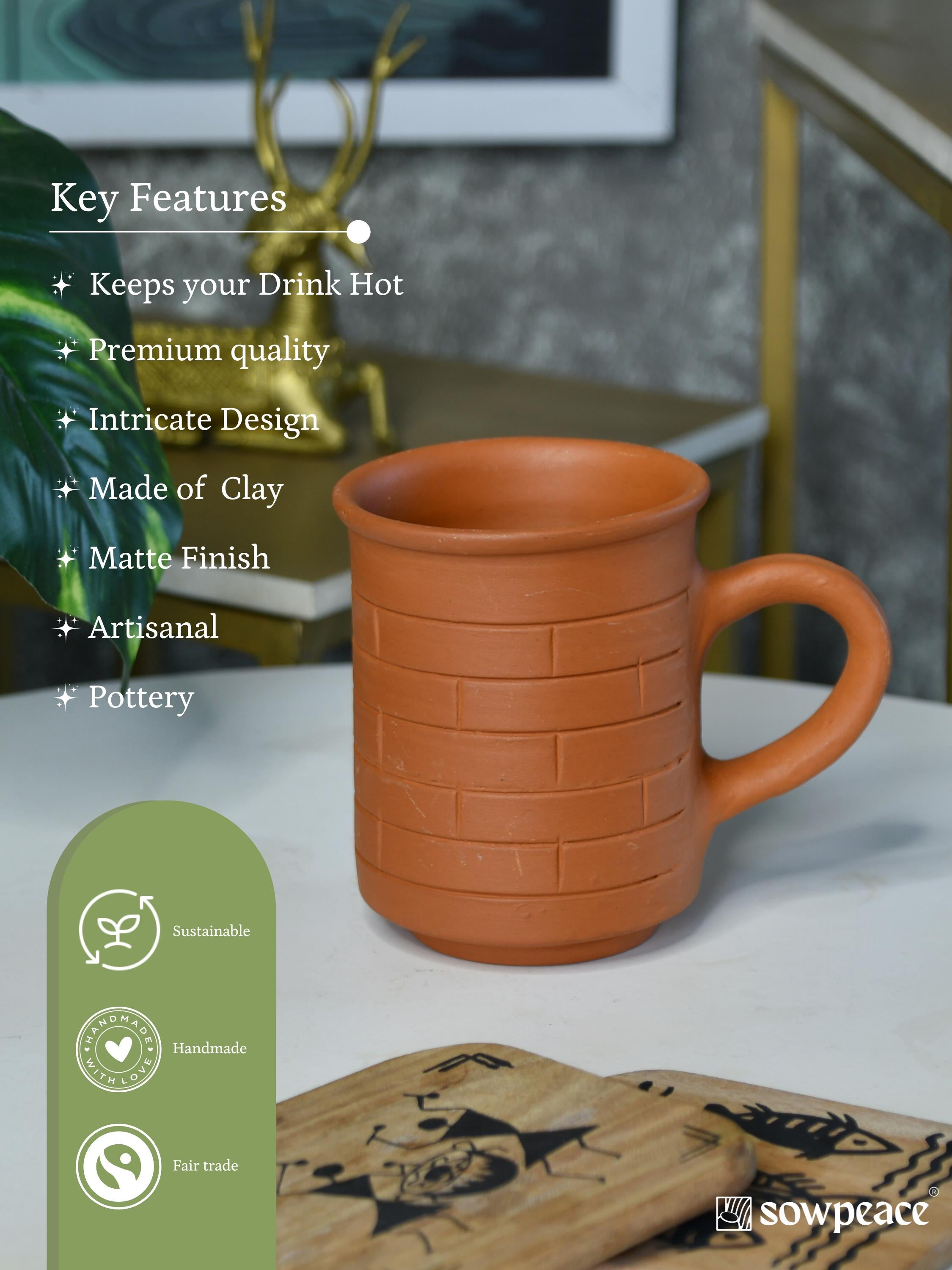 Mayii - Premium Unglazed Terracotta imprinted Drink Mugs