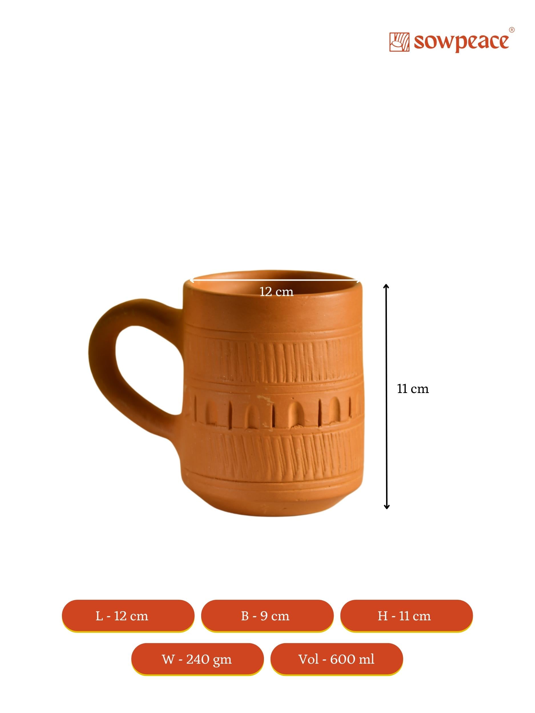 Mayii - Premium Cylindrical Unglazed Terracotta Mugs