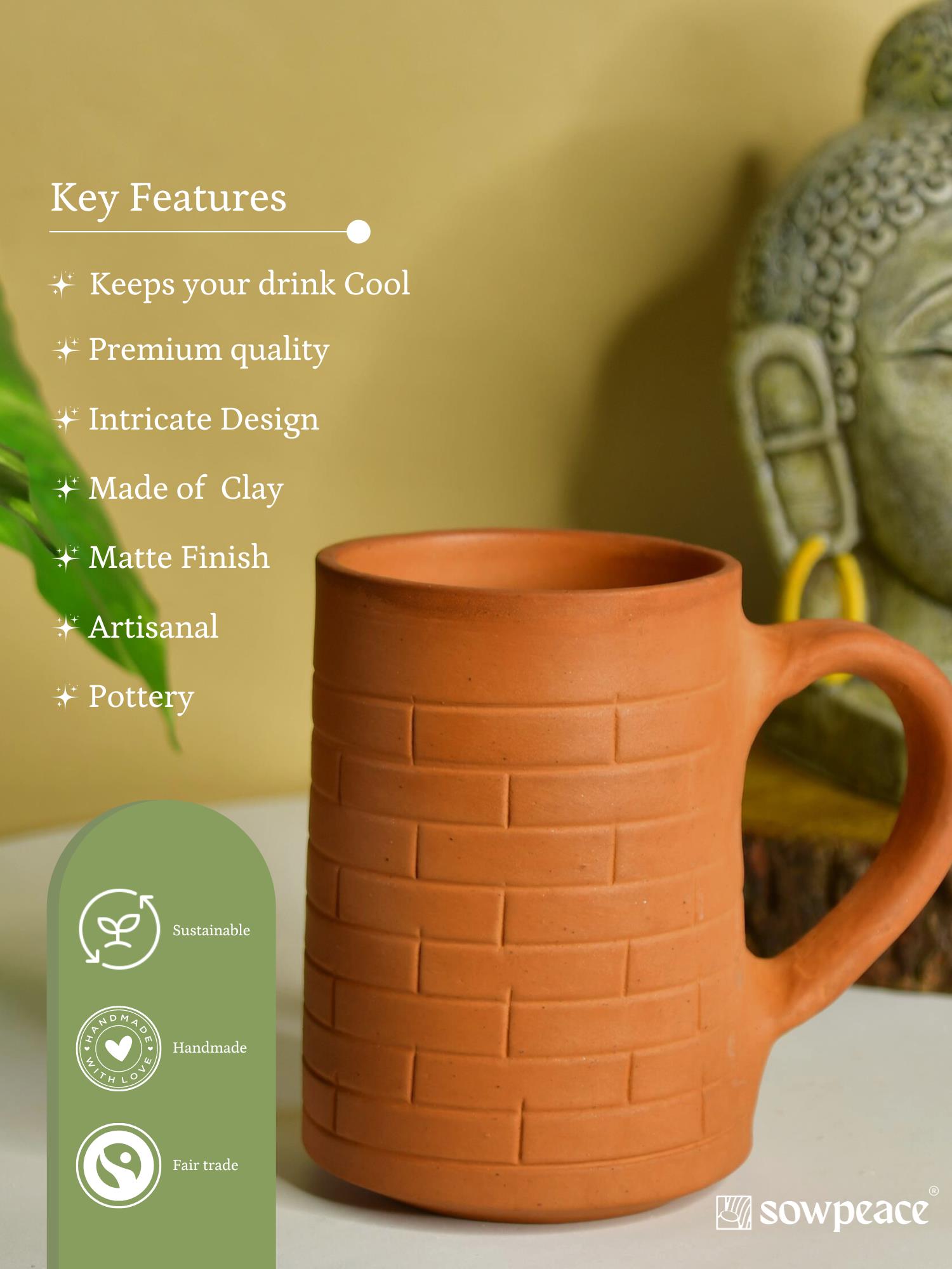 Mayii - Premium 600ml Unglazed large Terracotta Mug