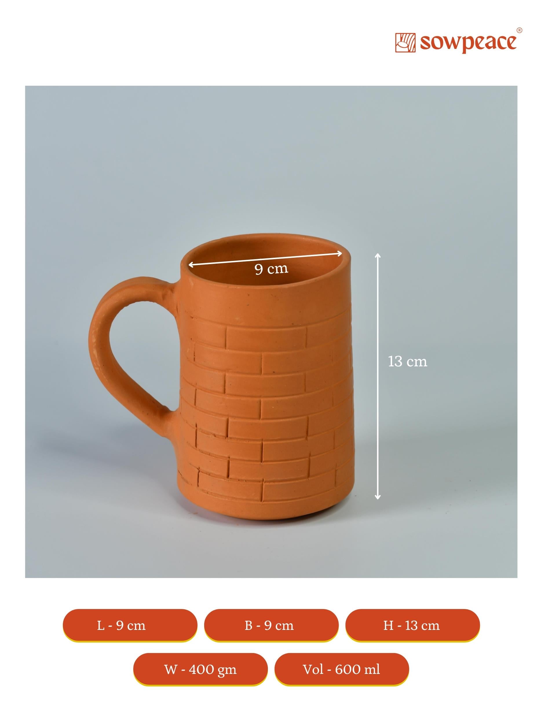 Mayii - Premium 600ml Unglazed large Terracotta Mug