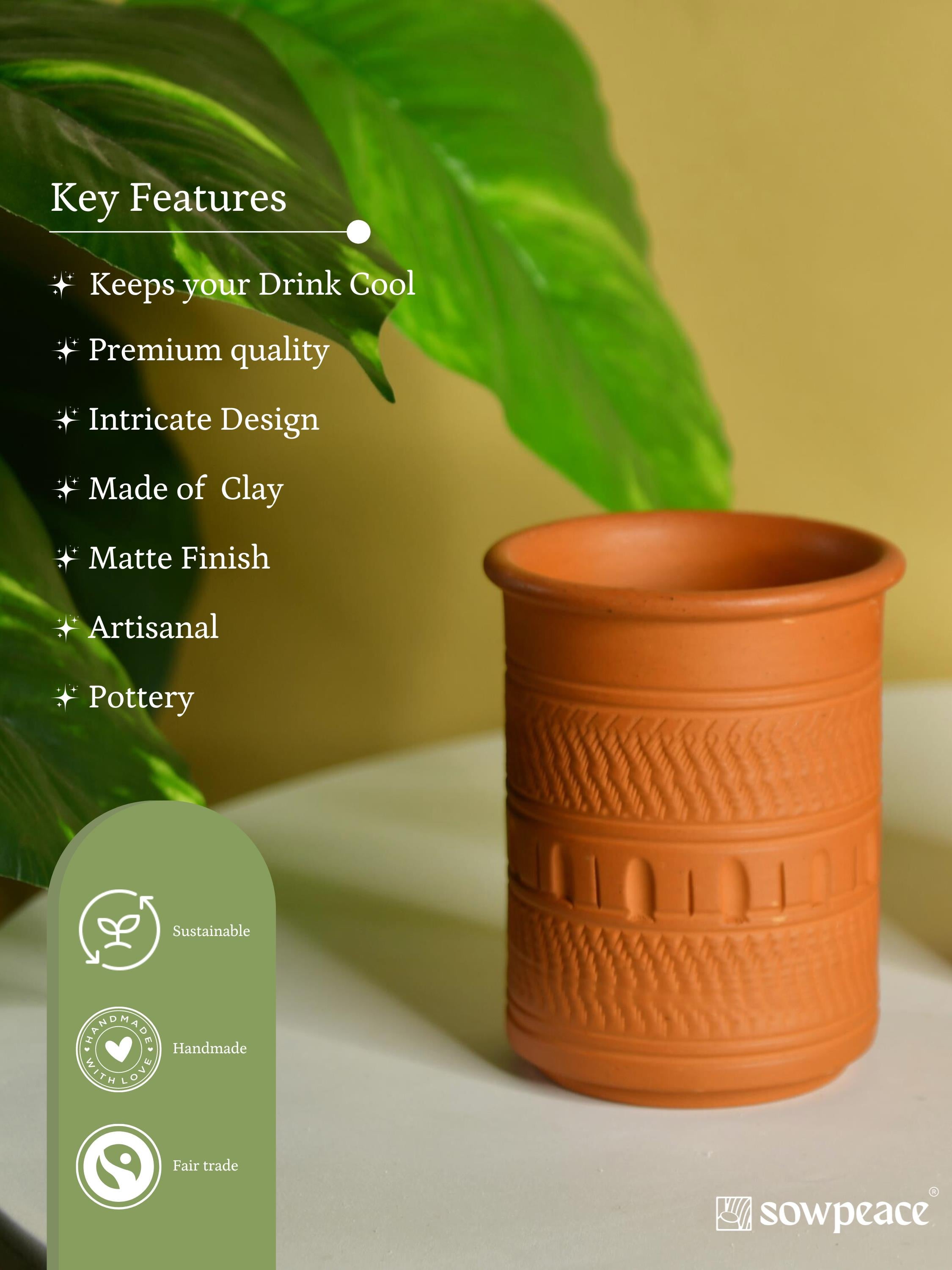 Mayii - Premium Set of 2 Unglazed Terracotta tumbler