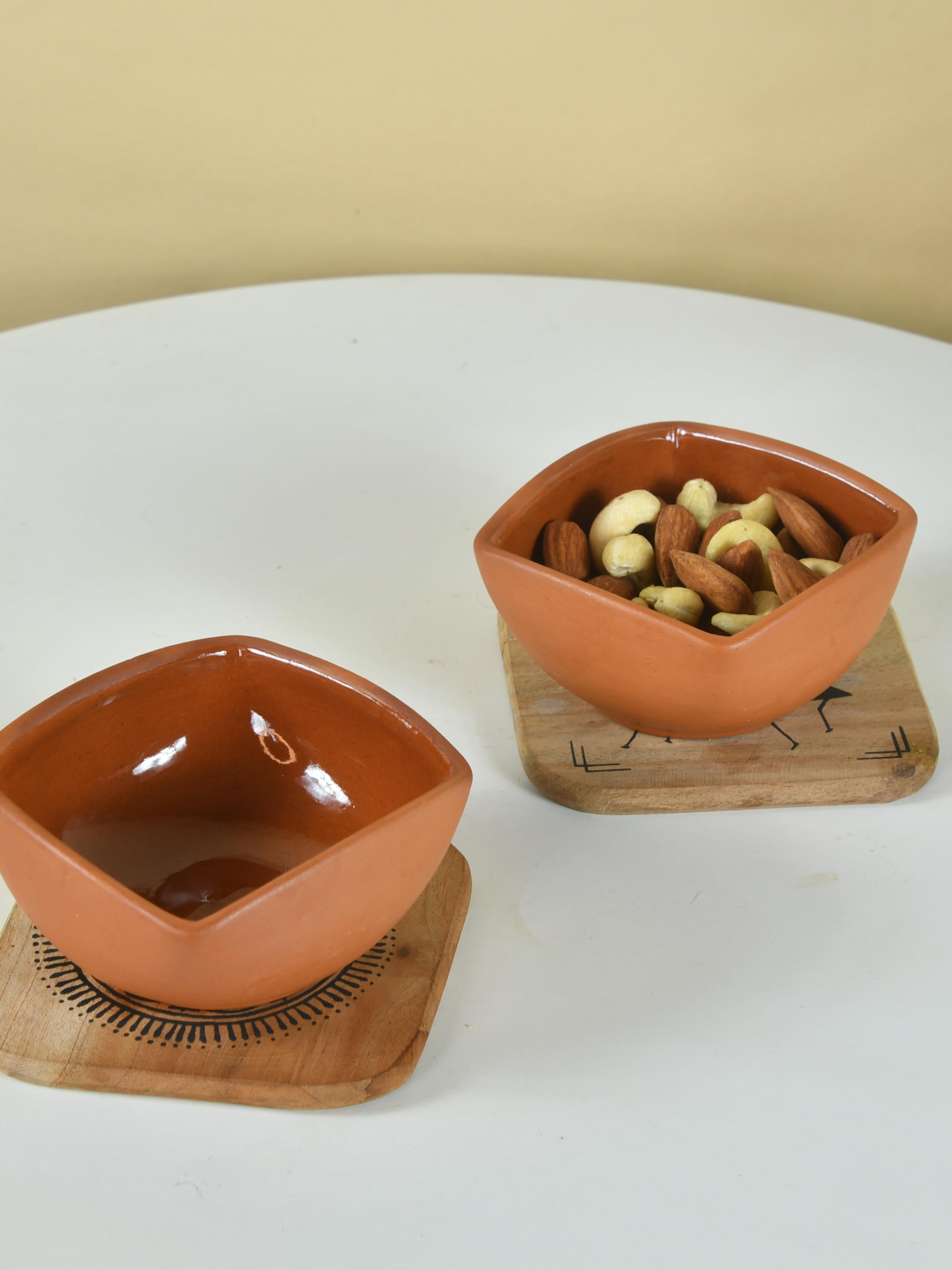 Mayii - Premium Set of 2 Terracotta Square Serving Bowls