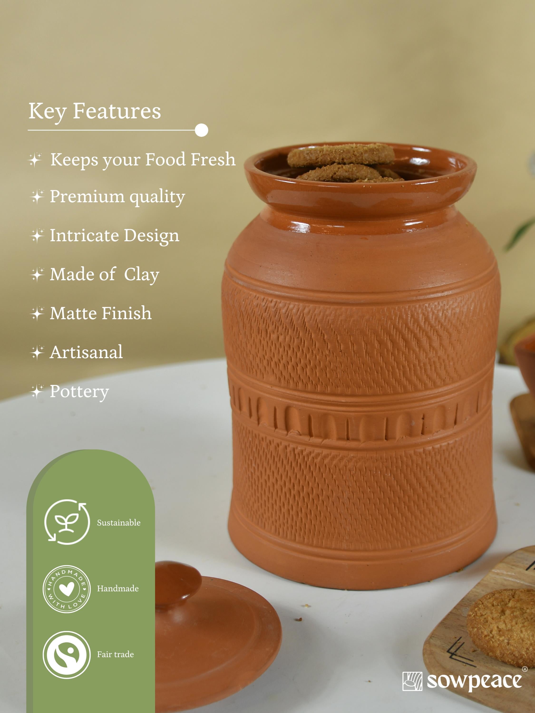 Mayii - Premium Large Terracotta Storage Jar with Lid