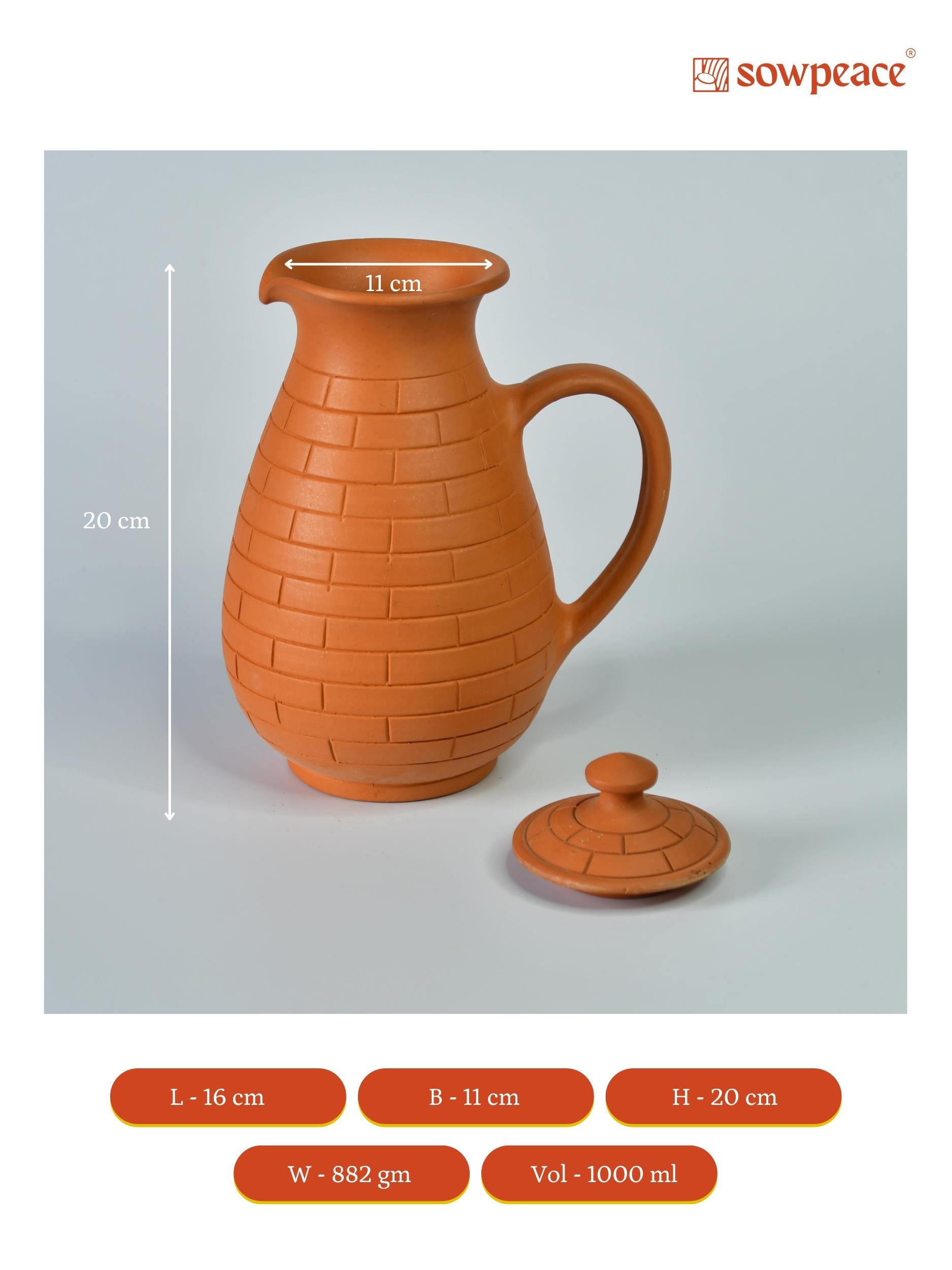 Mayii - Premium Large Terracotta Jug for Water and Drinks