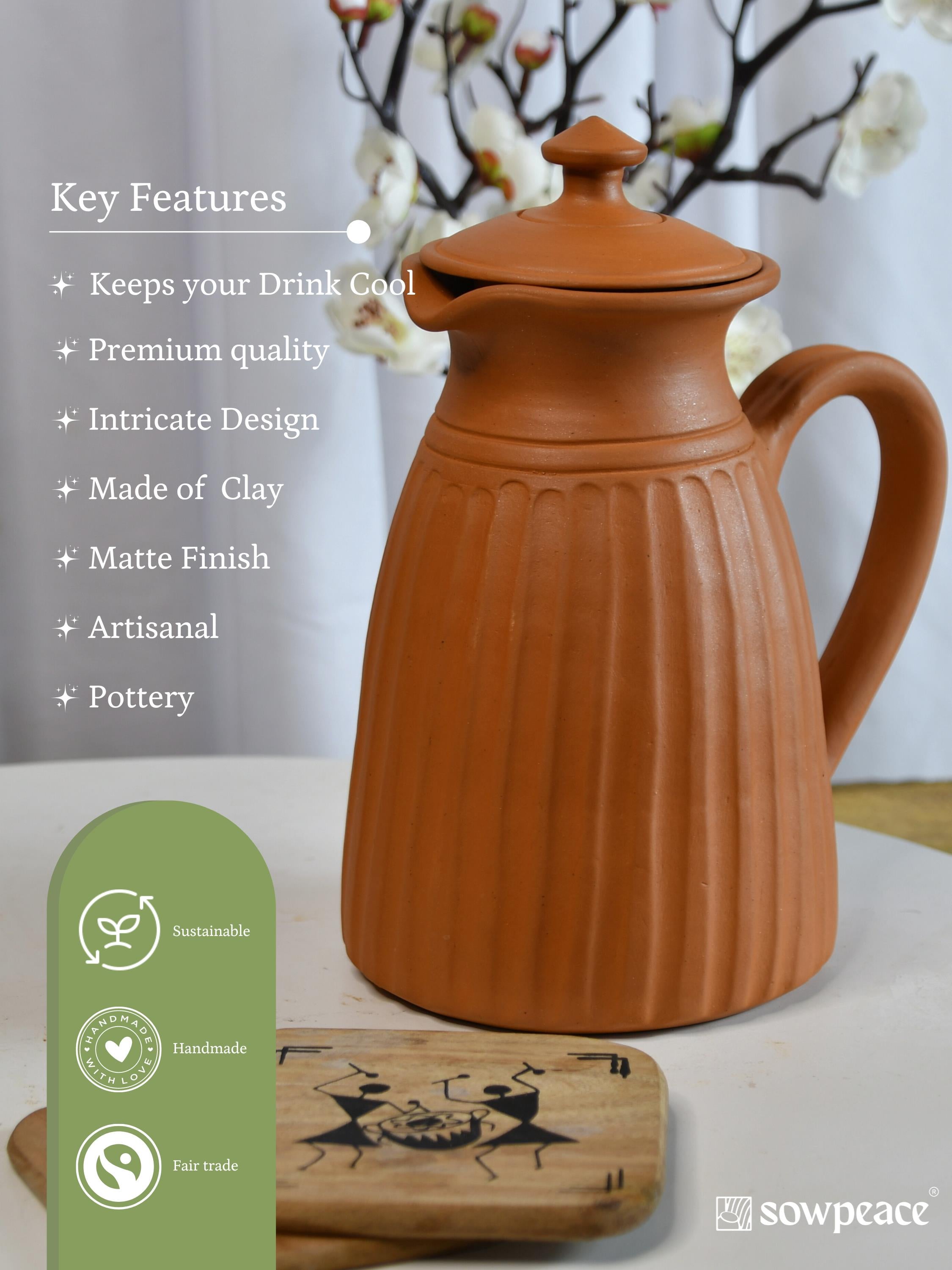 Mayii - Premium Large Terracotta flat-base Jug