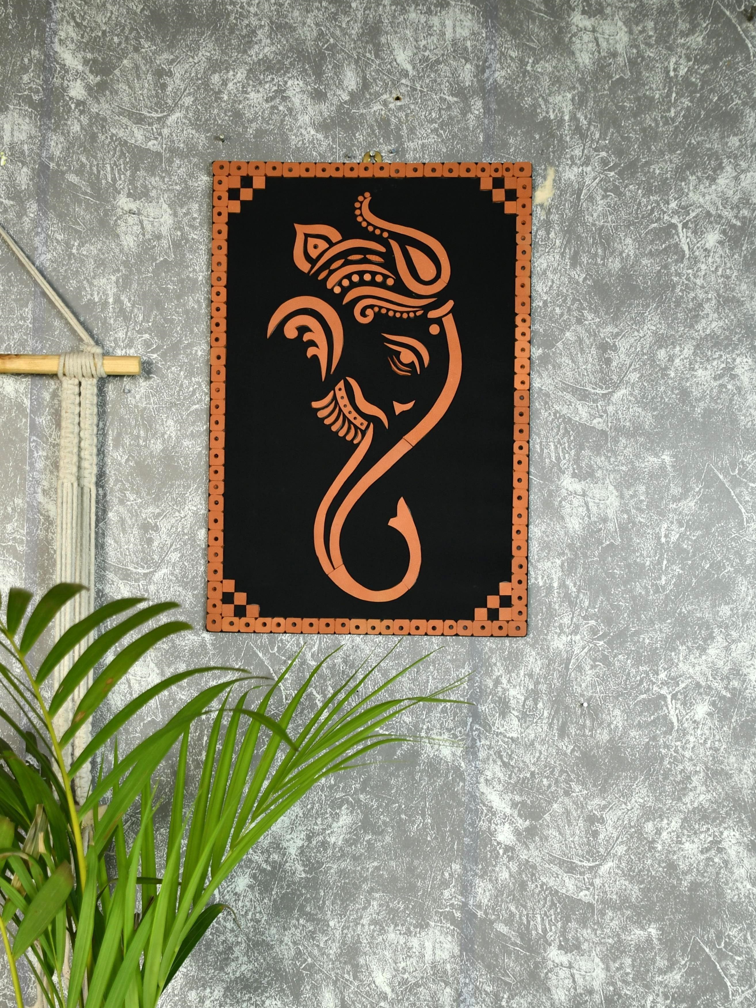 Mayii - Abstract terracotta ganesh wall decor