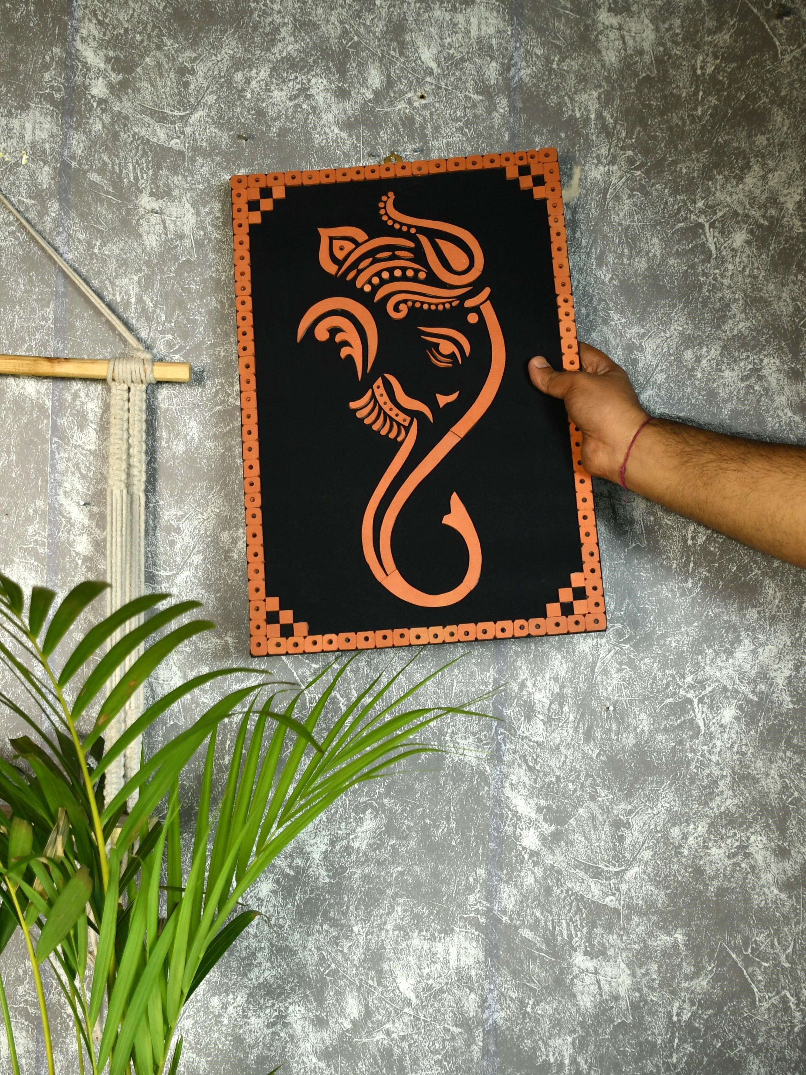 Mayii - Abstract terracotta ganesh wall decor