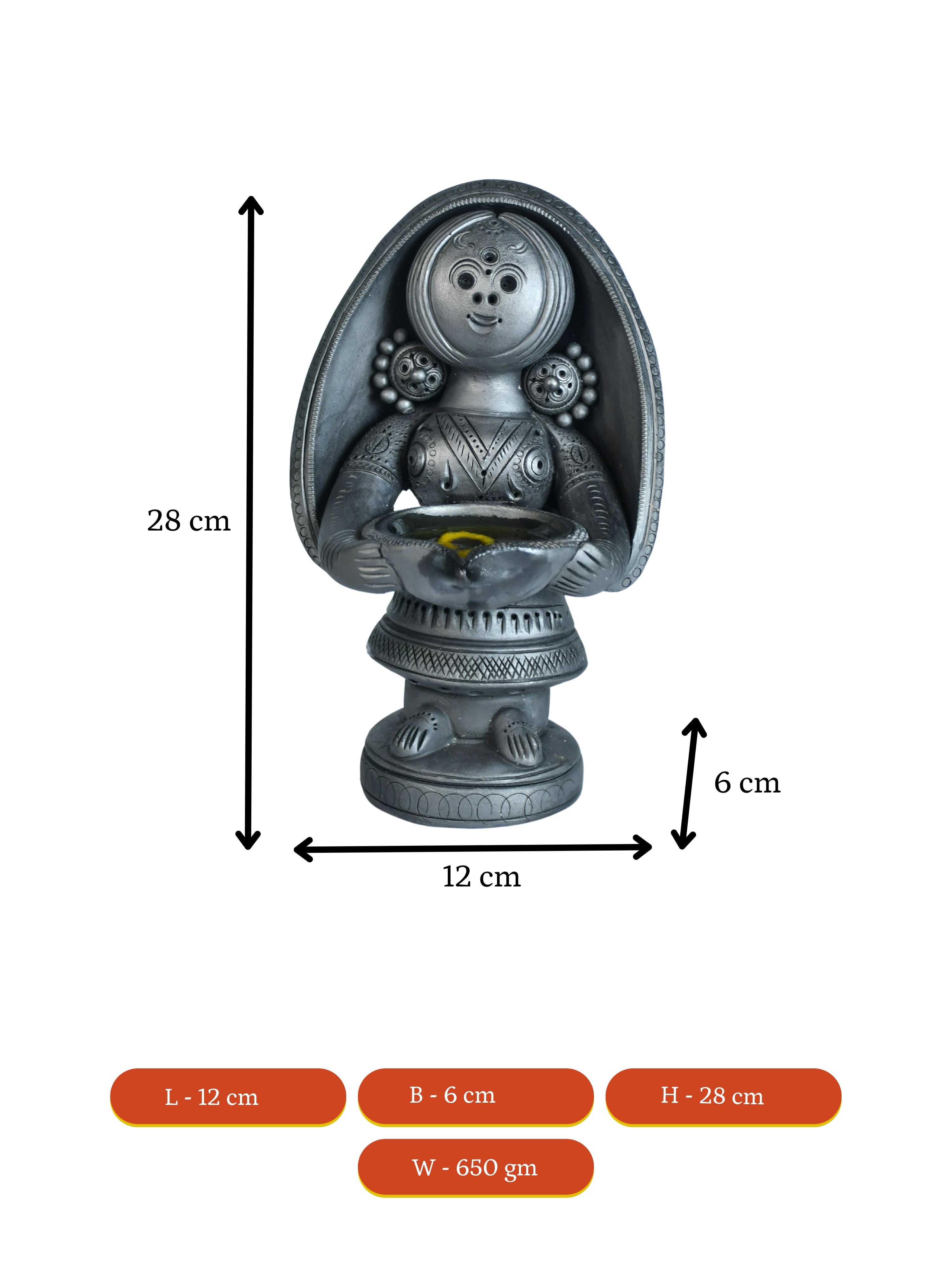 Mayii - Elegant Diya Holding Terracotta Lady